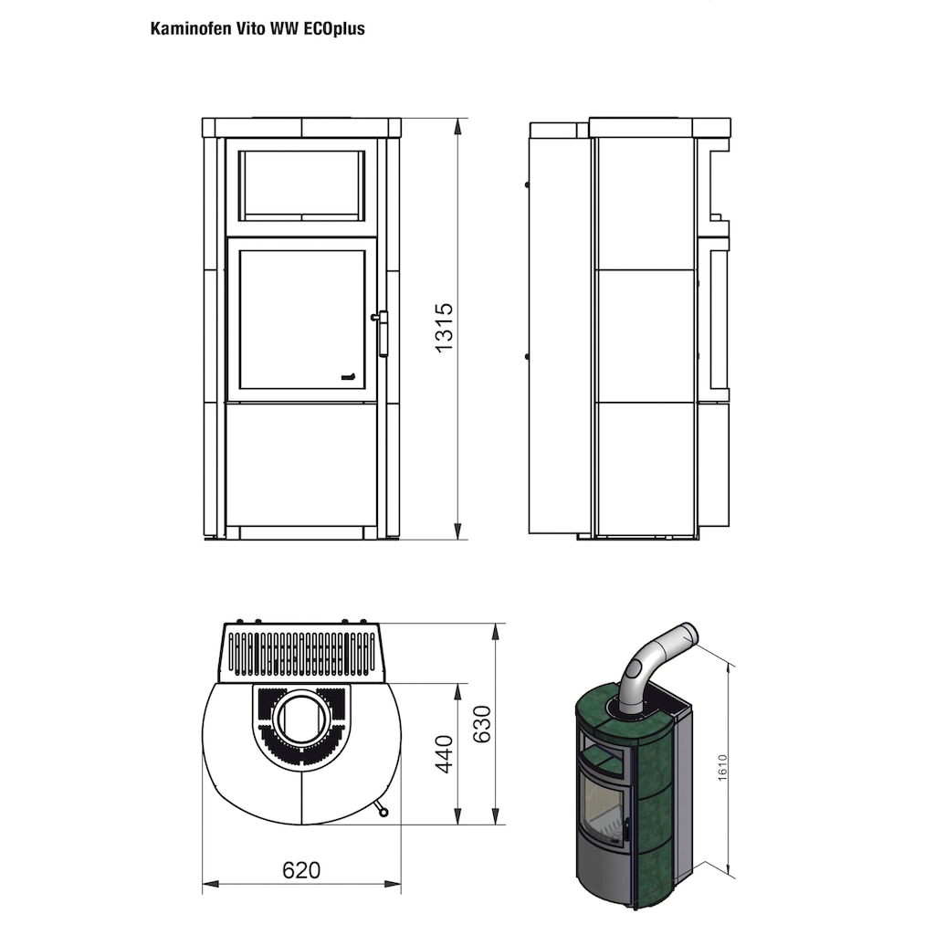 HARK Kaminofen »Vito WW GT ECOplus 8,4 KW«