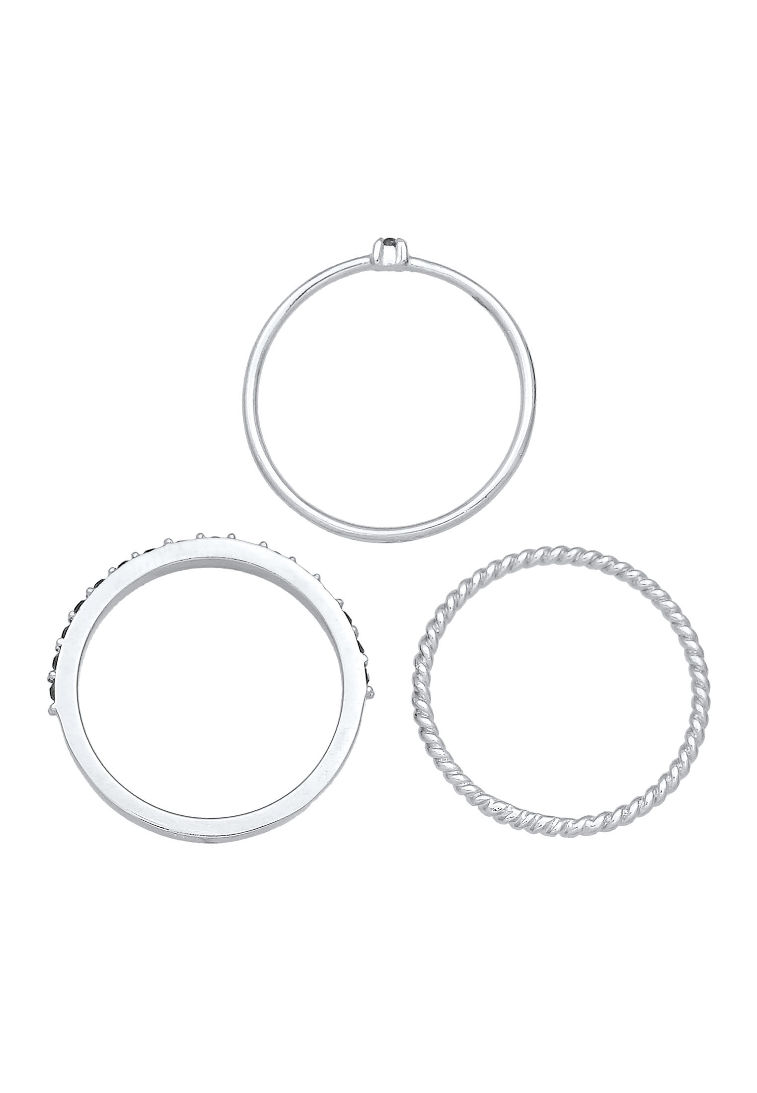 Elli Ring-Set »Ring Stapelring Kristalle 3er Set 925 Silber«