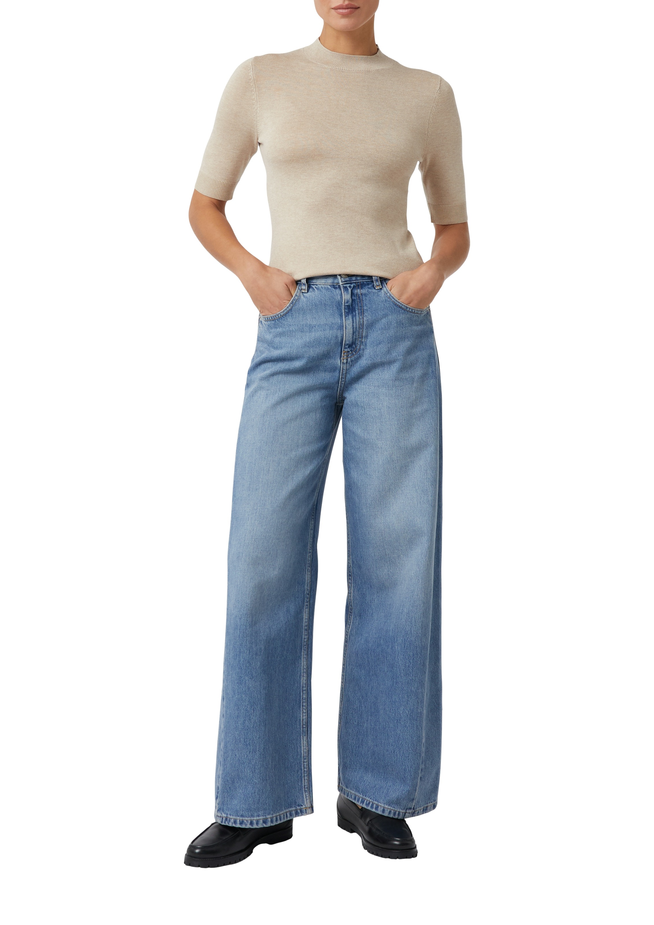 Comma Strickpullover halbarm, mit Stehkragen