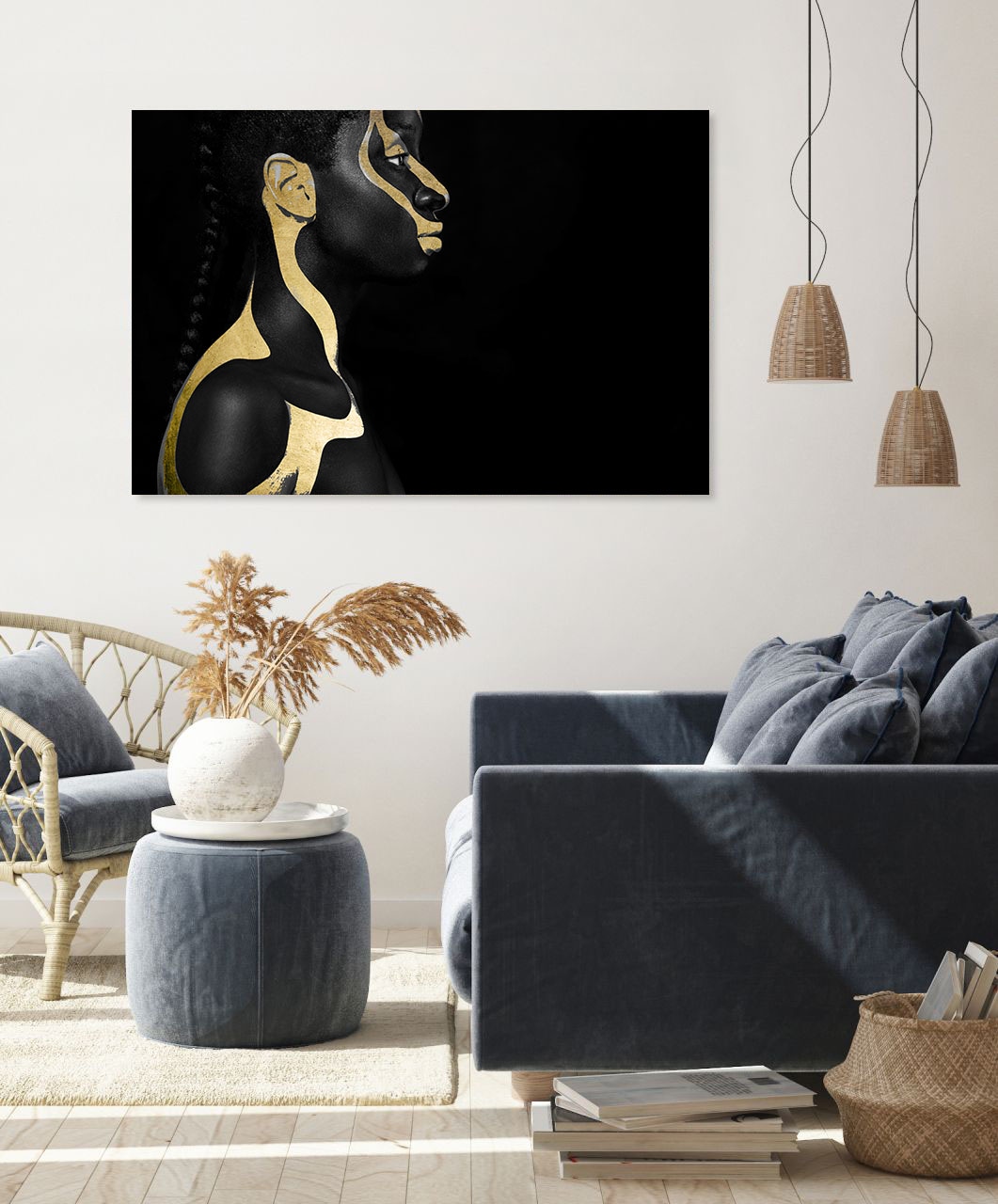 queence Acrylglasbild »Amun-Re« Bilder von Frauen | Fashion | Frau | Gemälde | Magazincover | Mode | Modern 1 Stk. tlg. von Hand eingearbeitete Blattgold Applikationen