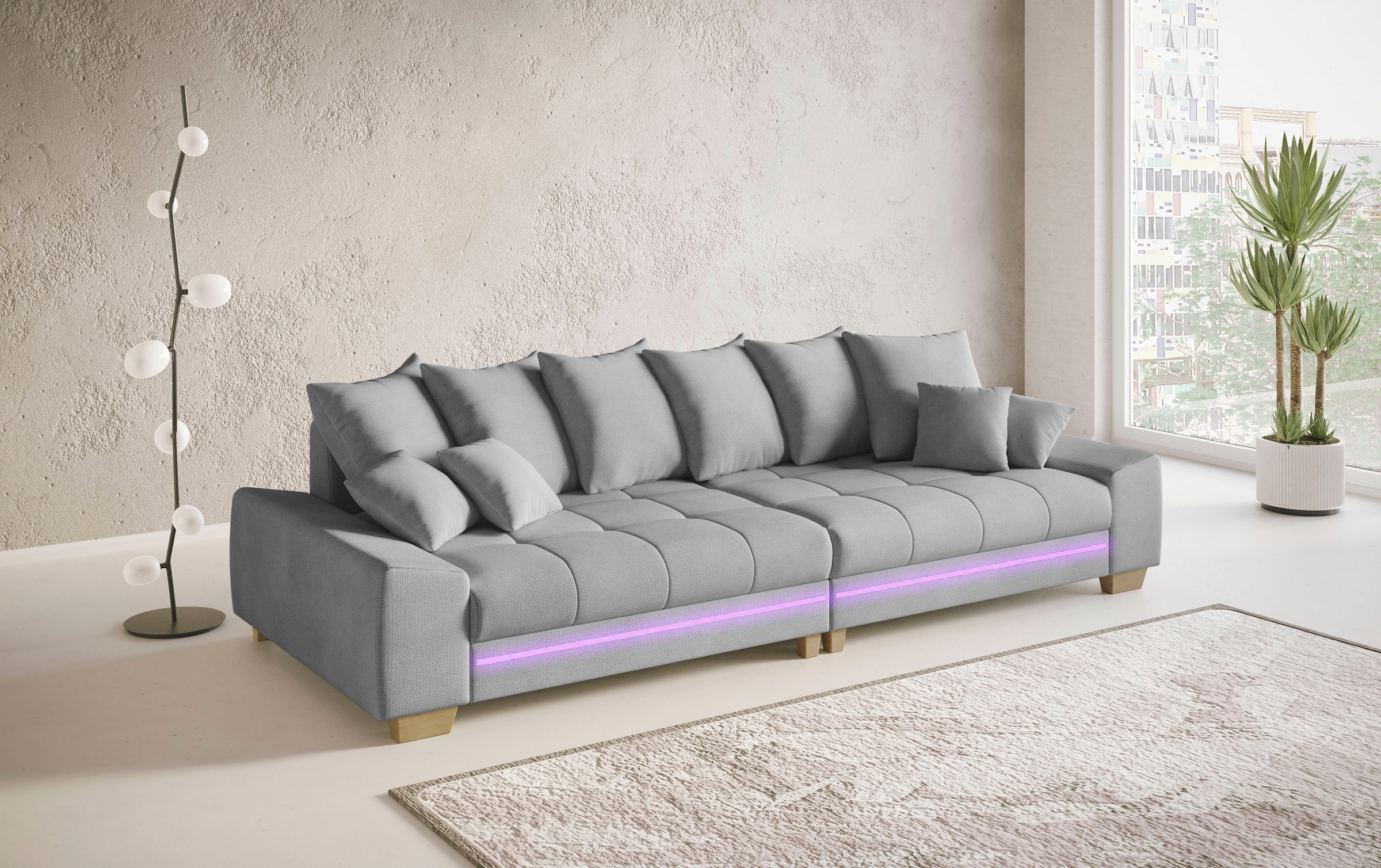 Mr. Couch Big-Sofa »Nikita II«, mit RGB-LED Beleuchtung, Kaltschaumpolsterung bis 140 kg belastbar