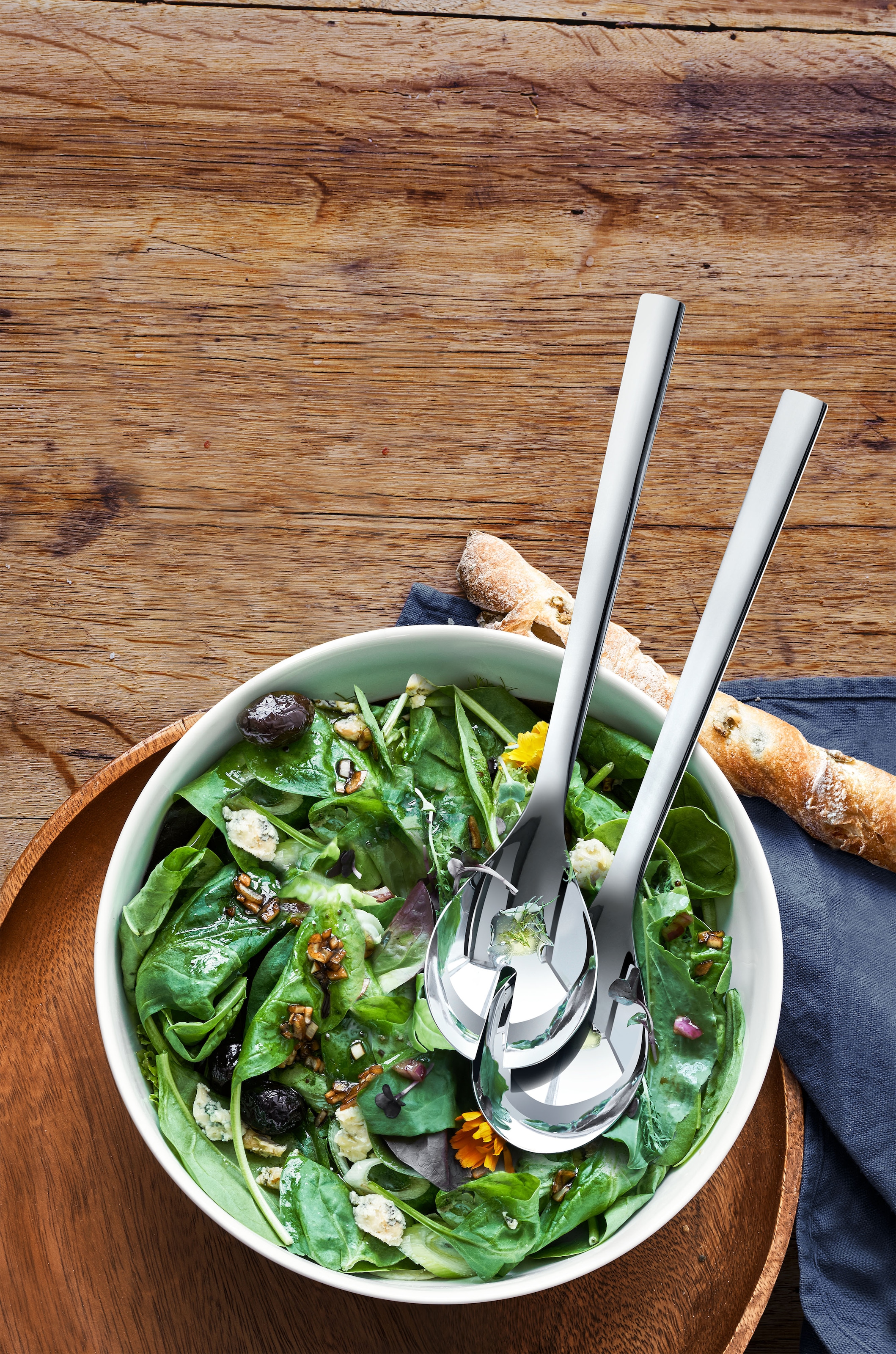 WMF Salatbesteck »Nuova« 2x Salatbesteck, 1x Porzellan-Salatschüssel, Geschenkverpackung