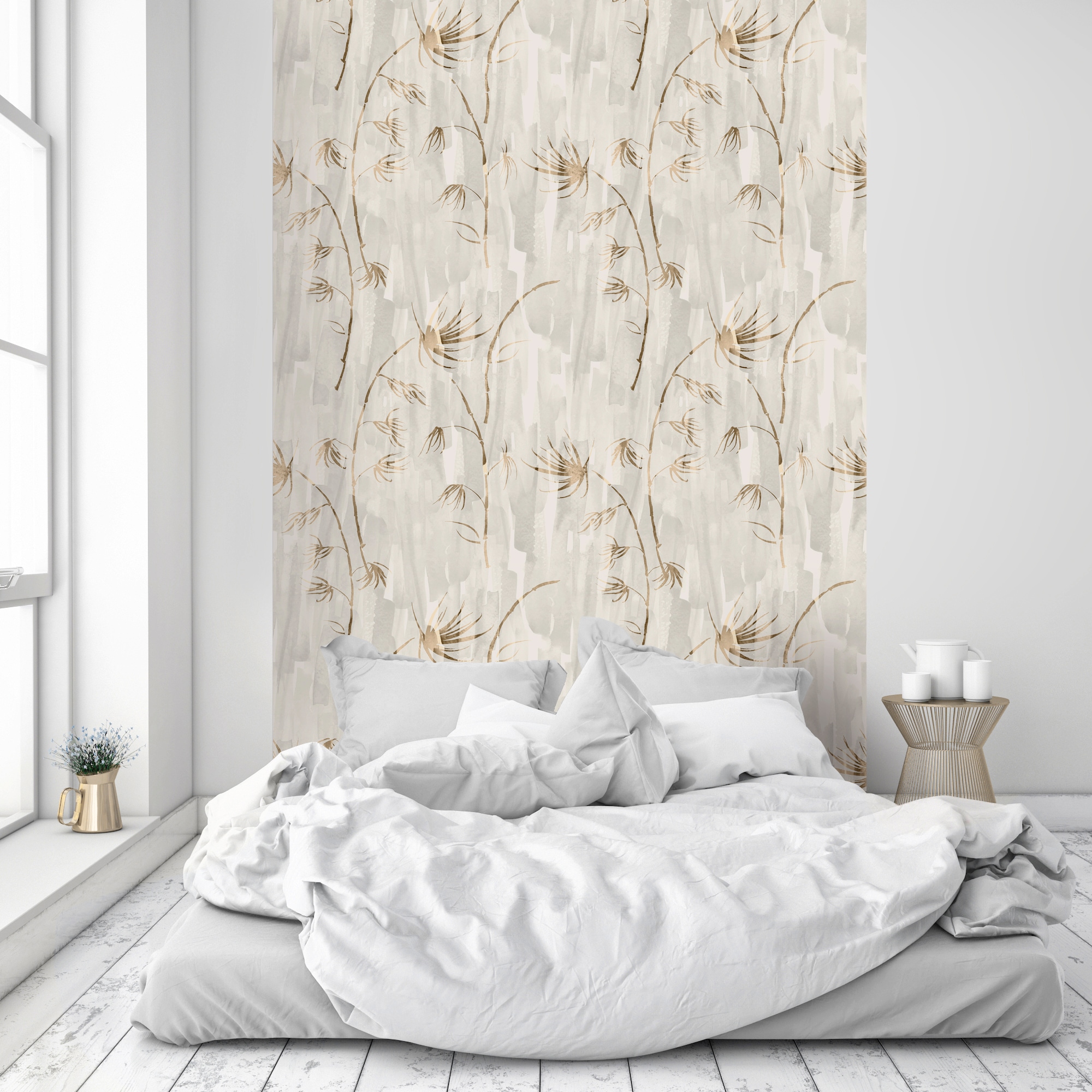 queence Vinyltapete »Kalila« Motiv | bedruckt | botanisch | floral | gemustert | natürlich glatt 90x250cm, selbstklebend, kinderleichte Anbringung, , Sticker