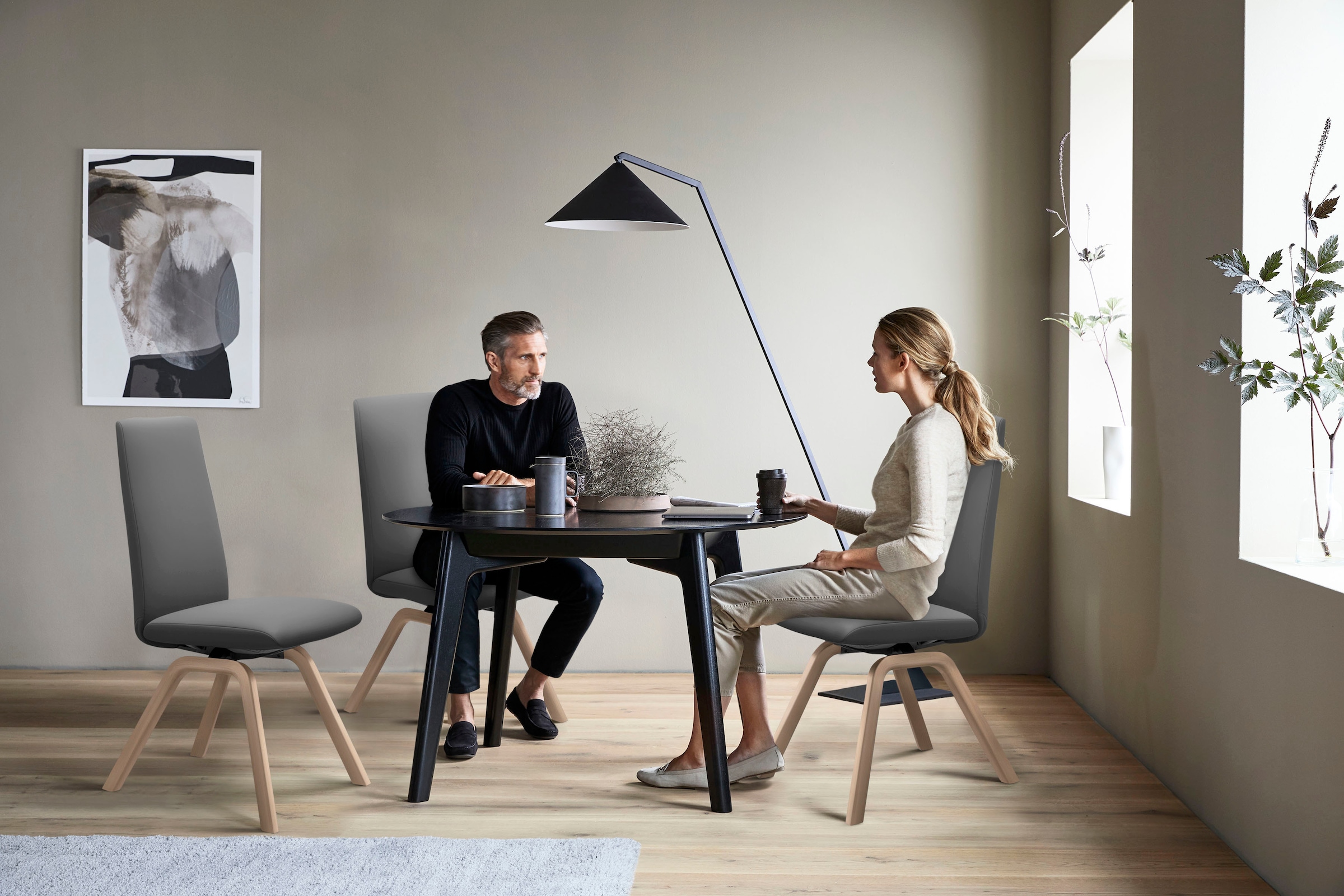 Stressless® Polsterstuhl »Laurel«, Leder BATICK, High Back, Größe M, mit schräggestellten Beinen in Eiche natur