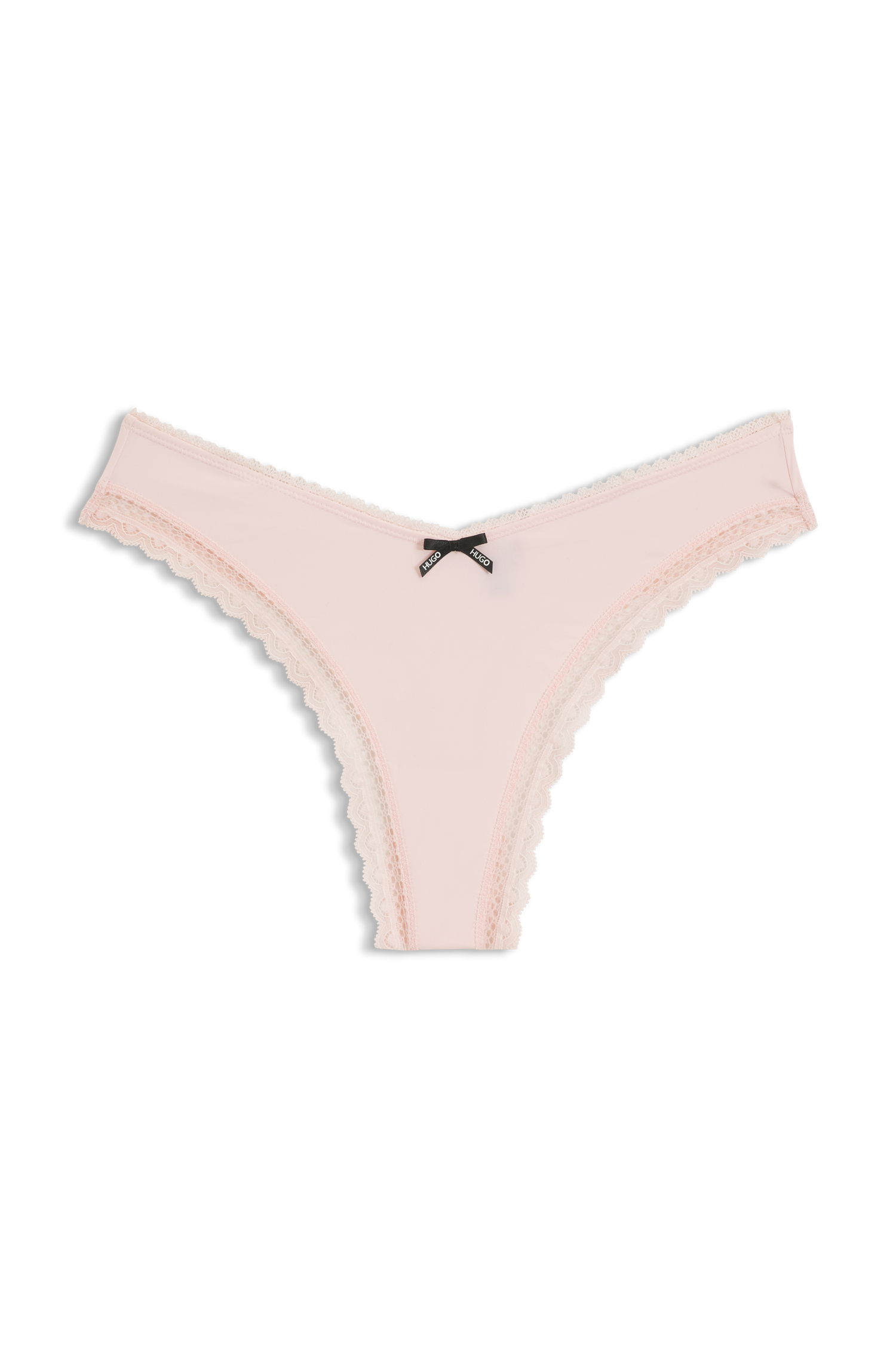 HUGO Underwear String elegante Spitzenbesätze, Logo-Schleife, mittlere Bundhöhe