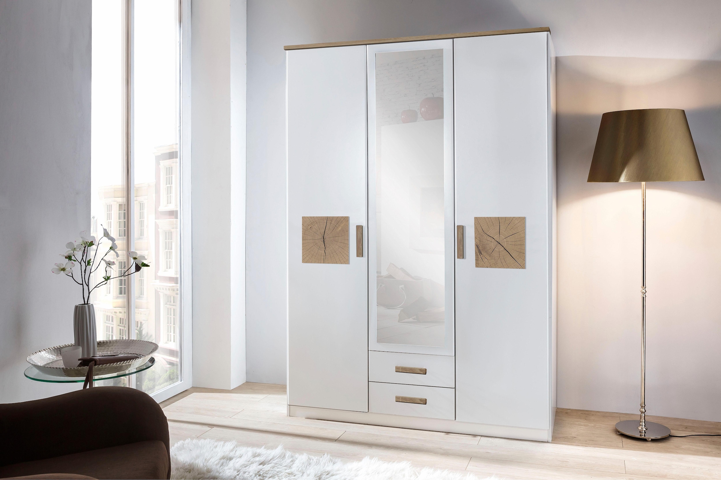 Wimex Kleiderschrank »Kärnten Schlafzimmerschrank im natürlichen Design«, (in zwei Breiten erhältlich, mit Spiegel), Topseller Schrank Garderobe mit 3 Türen und 2 Schubladen 135cm