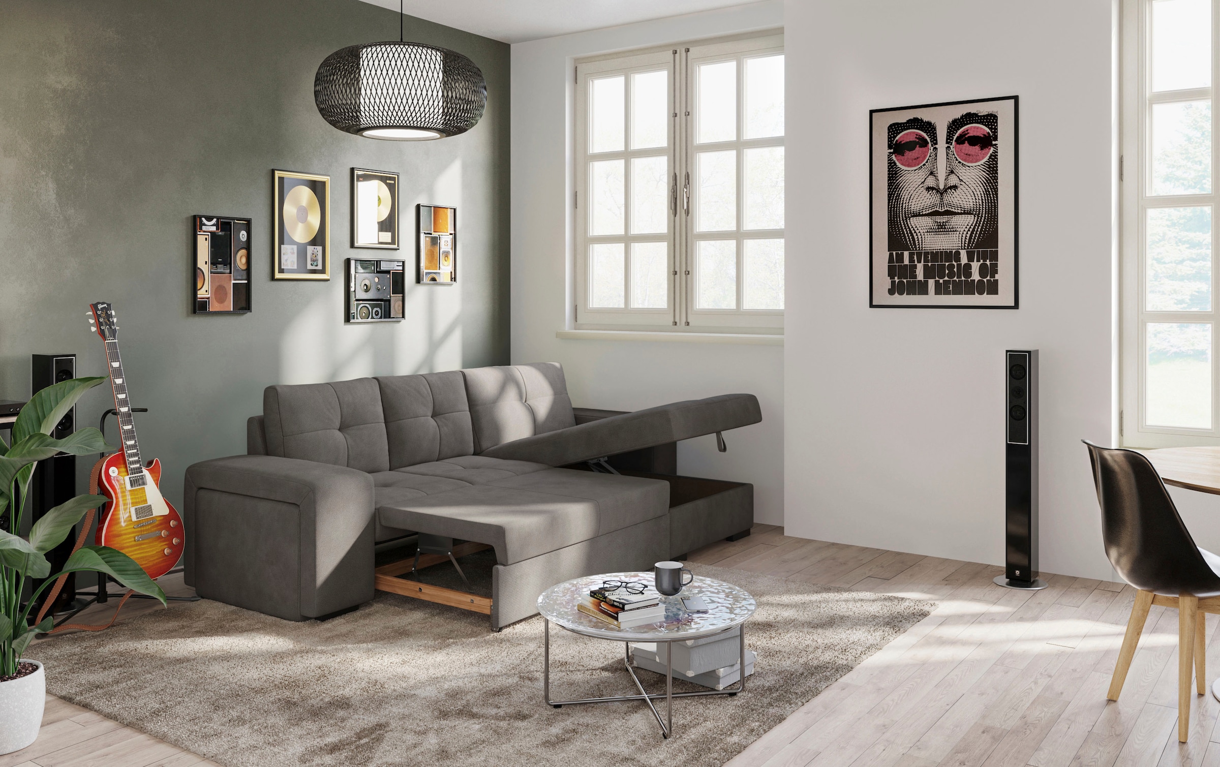 COTTA Ecksofa »Mattina L-Form«, mit Hocker, wahlweise mit Bettfunktion & Bettkasten