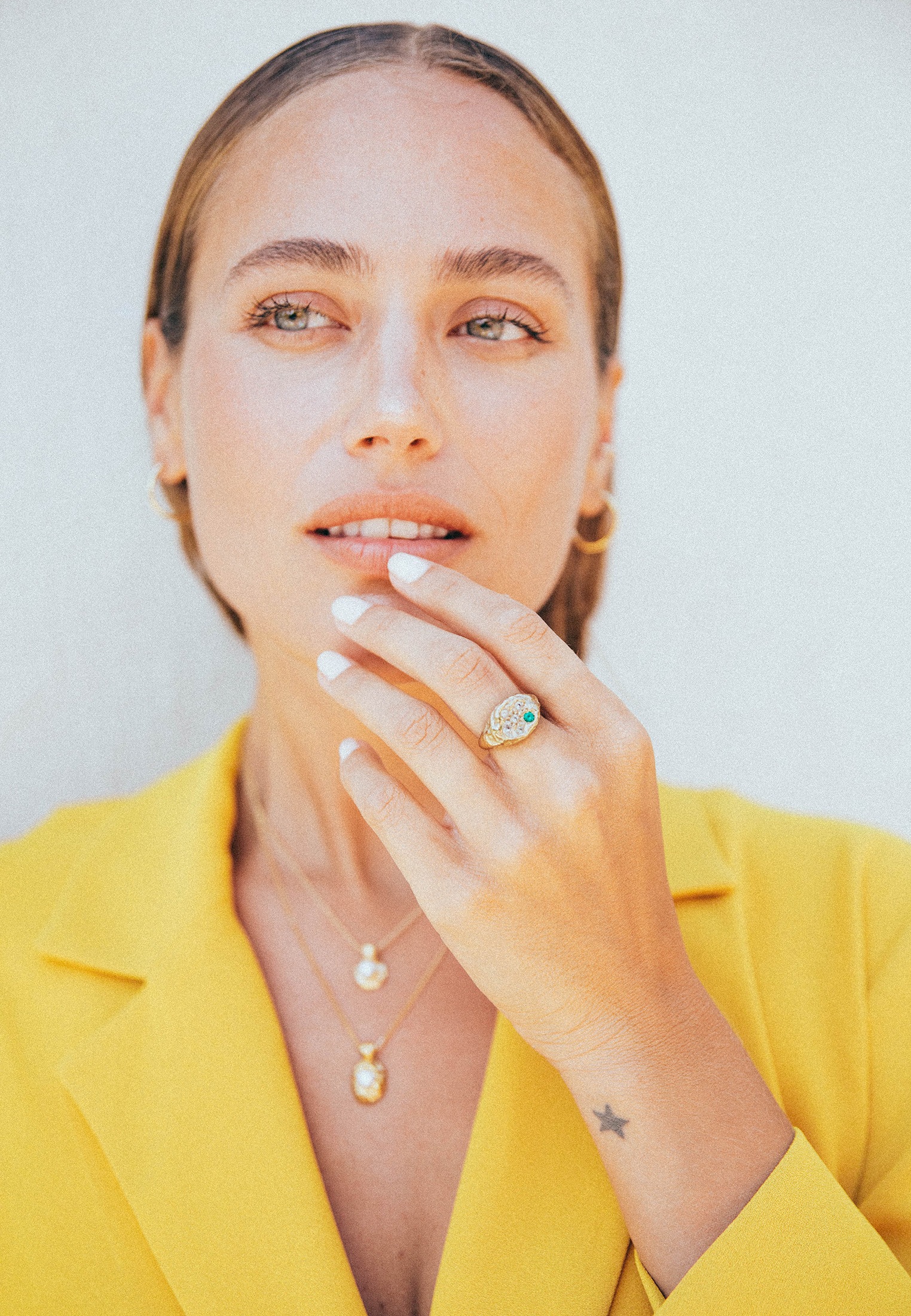 HAZE & GLORY Silberring »Ring Aquamarin Siegel - Clementine 375 Gelbgold«