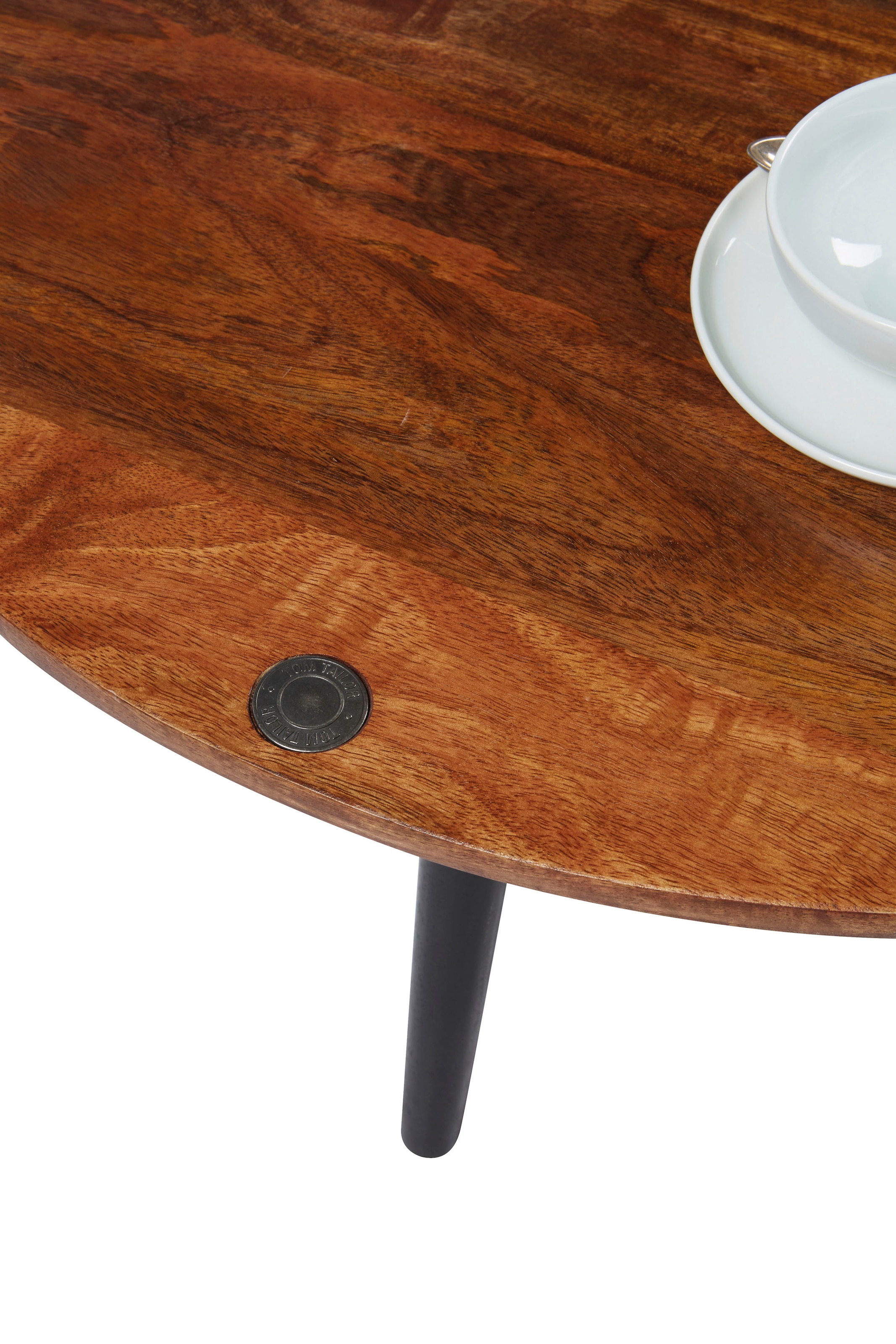 TOM TAILOR HOME Beistelltisch »T-WOOD TABLE MEDIUM«, Beistelltisch mit Knopfdetail, dunkles Mangoholz und schwarze Beine