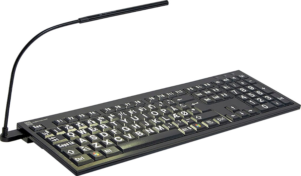 Logickeyboard Slimline-Tastatur »XL-Print Yellow on Black DE (PC/Nero)«, (Ziffernblock-USB-Hub)