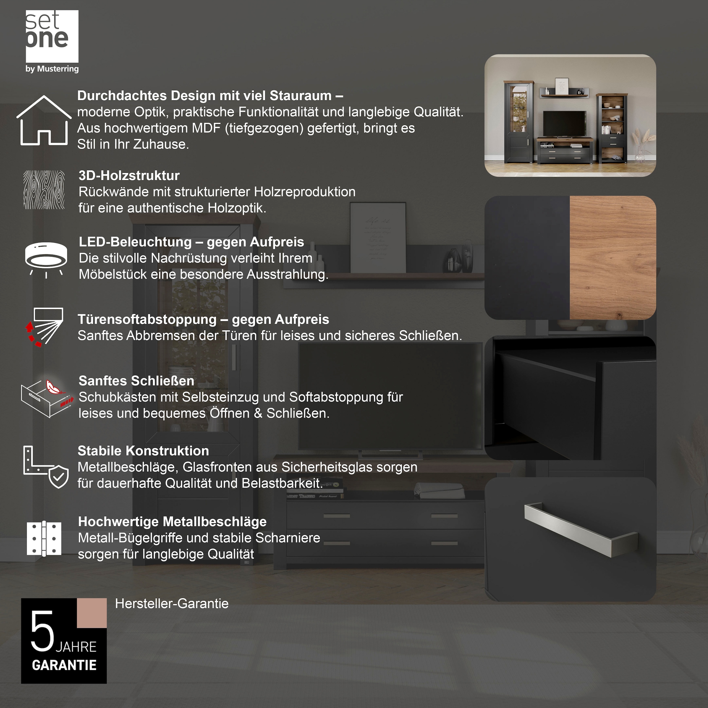 set one by Musterring Wohnwand »York« 4 Stk. tlg.