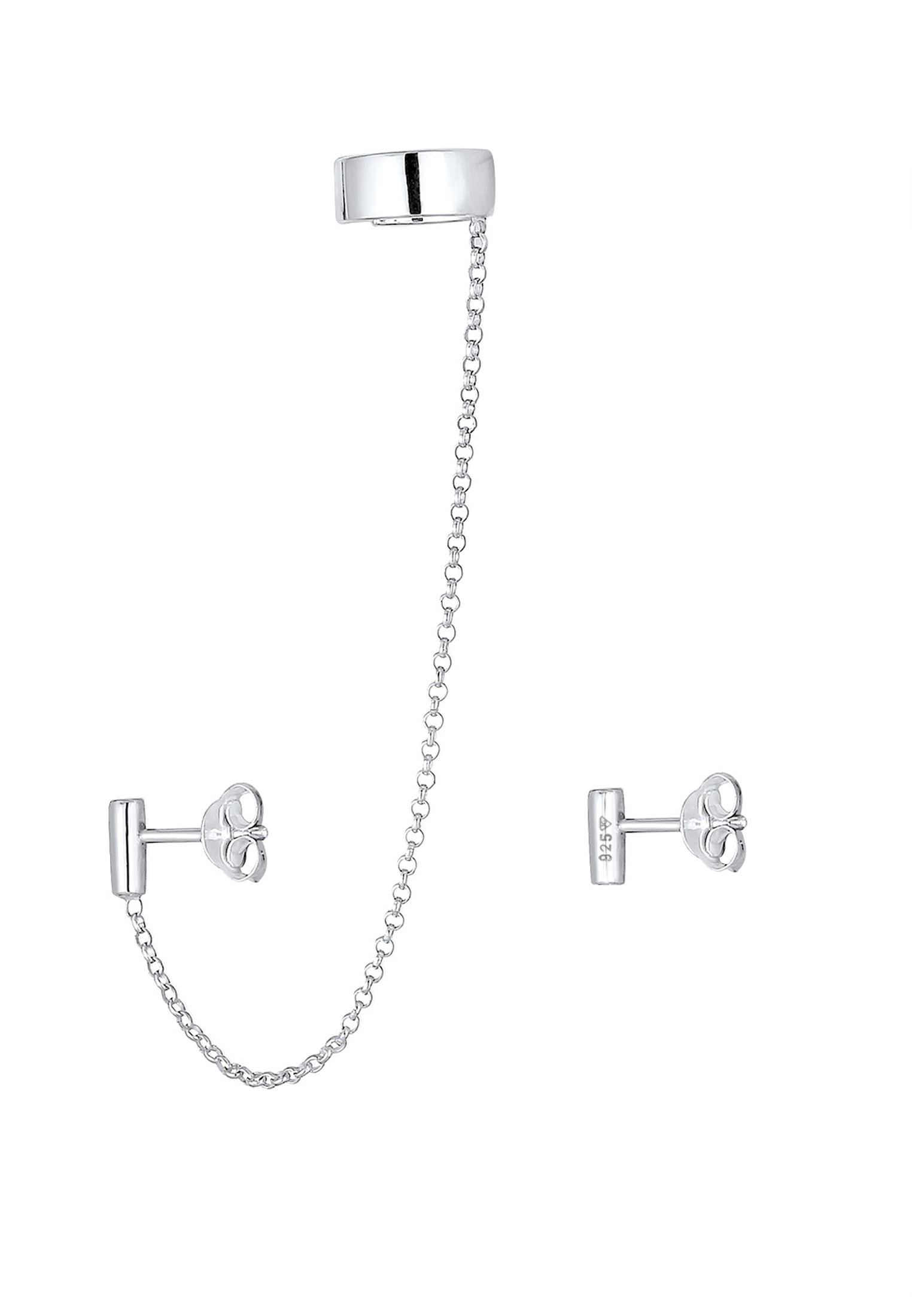 Elli Paar Ohrstecker »Ohrringe Earcuff Klemme Asymmetrisch Minimal Geo 925 Silber«