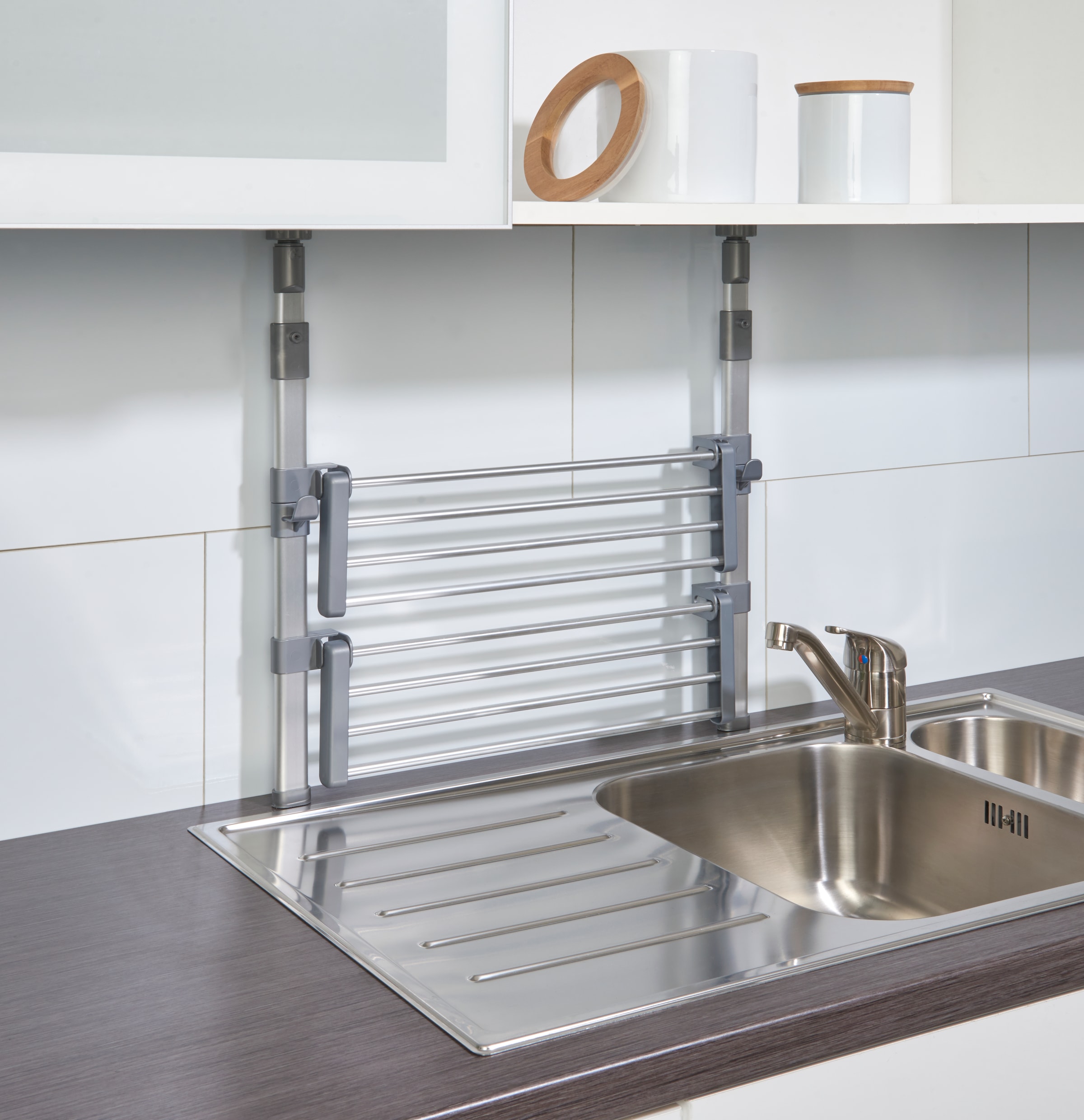 Ruco Teleskopregal zwischen Oberschrank und Arbeitsplatte klemmen, höhenverstellbar