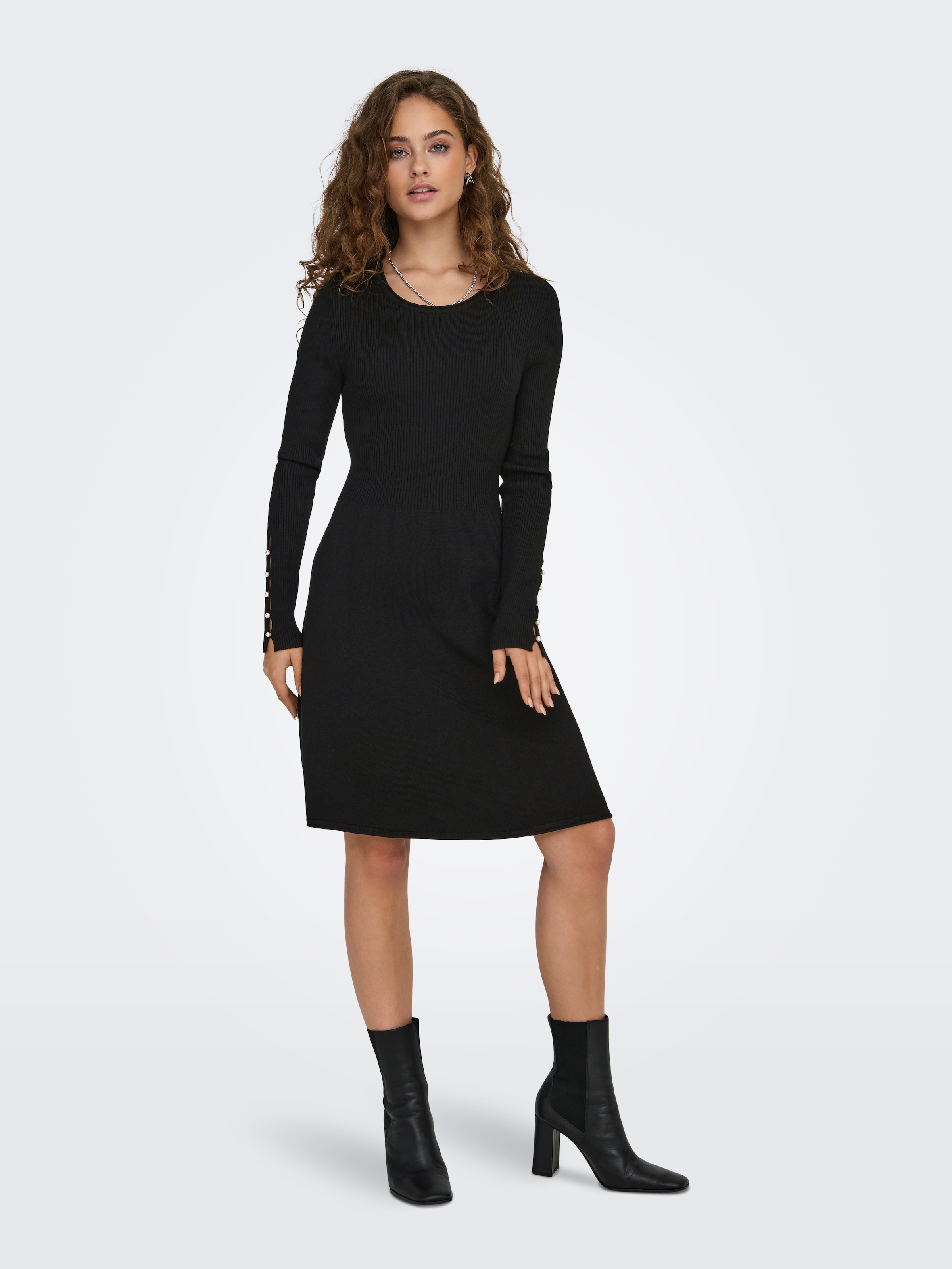 ONLY Midikleid »ONLNATASCHA LS PEARL O-NECK DRESS CC KNT«, Sommerkleid