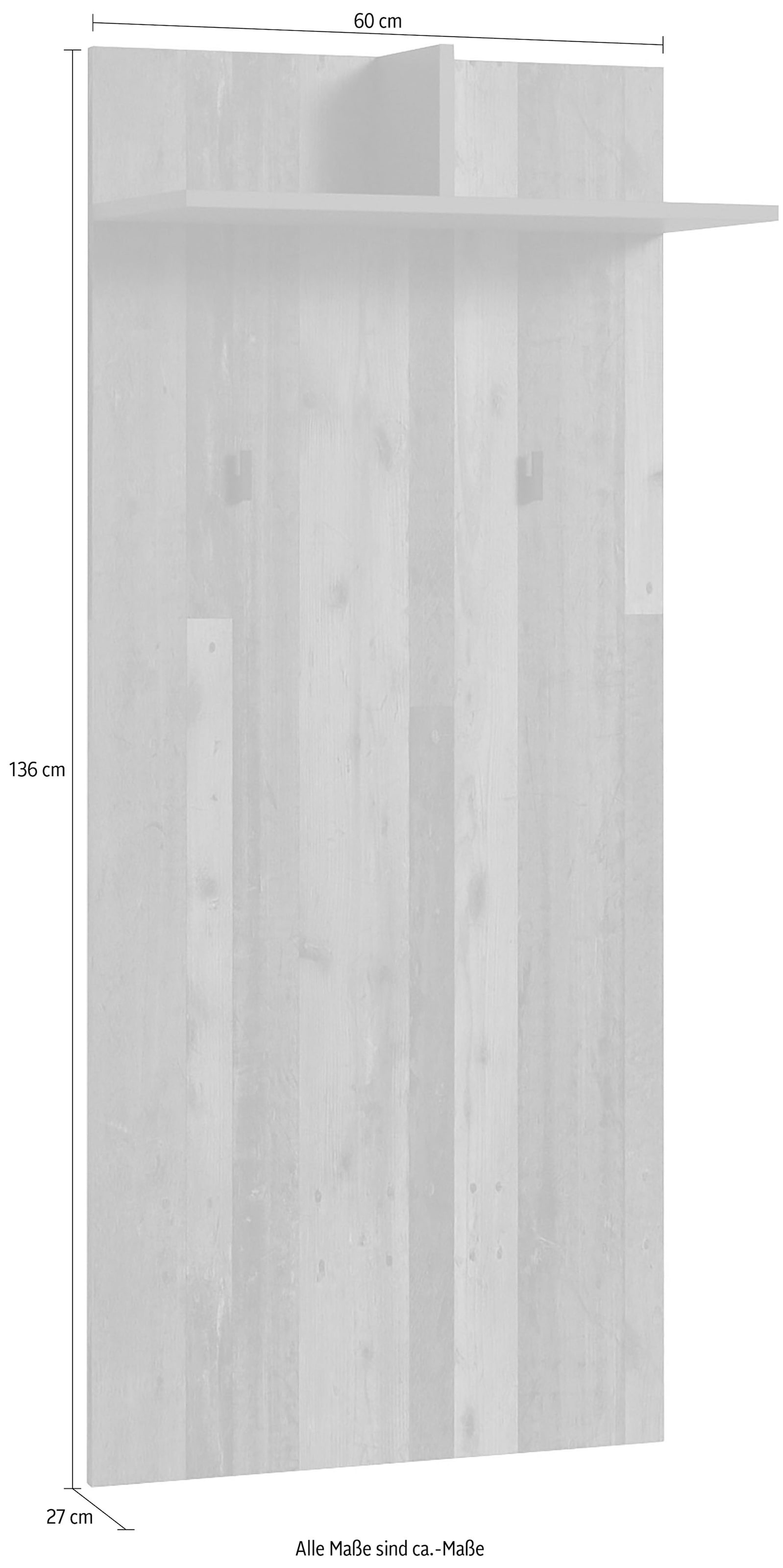 byLIVING Garderobenpaneel »Ben« 1 Stk. tlg. Breite 60 cm, mit Kleiderhaken und Ablage