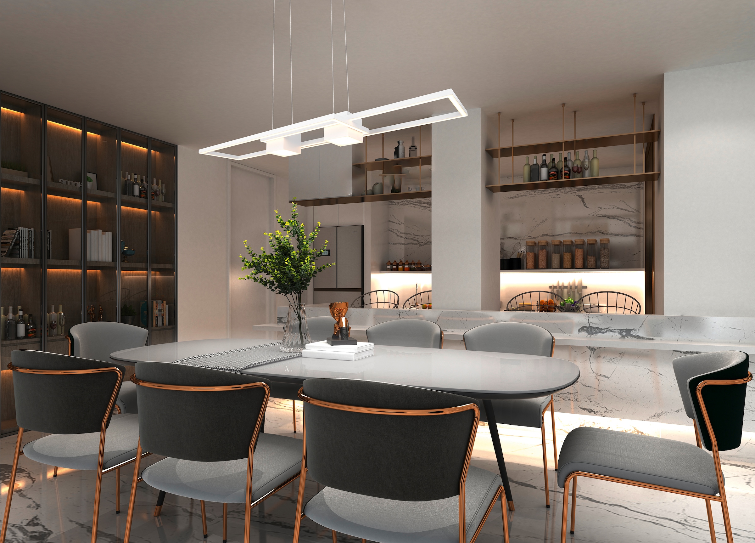 TRIO Leuchten LED Pendelleuchte »ALBANY, LED Hängelampe Wohnzimmer mit Fernbedienung, dimmbar, CCT« LED-Board 1 Stk. warmweiß - kaltweiß Lichtfarbe einstellbar, Memoryfunktion, Nachtlicht, up-and-down Licht