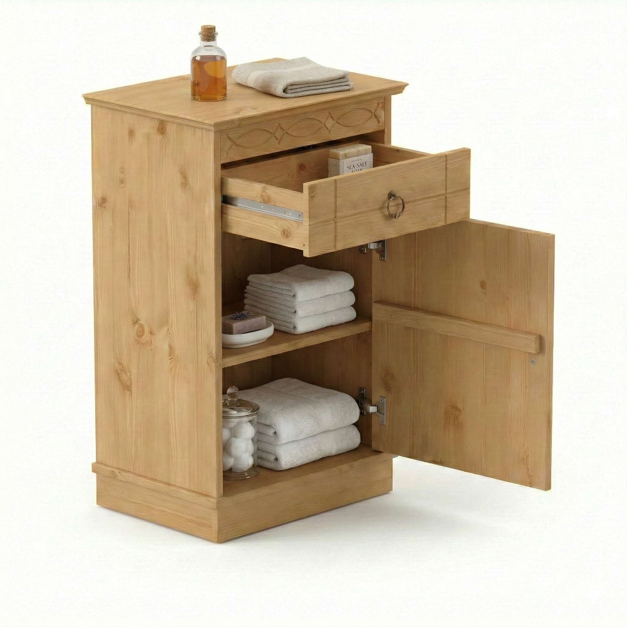 OTTO home Unterschrank »Indra, Badschrank, Badmöbel, Badezimmerschrank« B/T/H: 46/32/73 cm,  aus massiver Kiefer, mit Schublade,  FSC®-zertifiziert