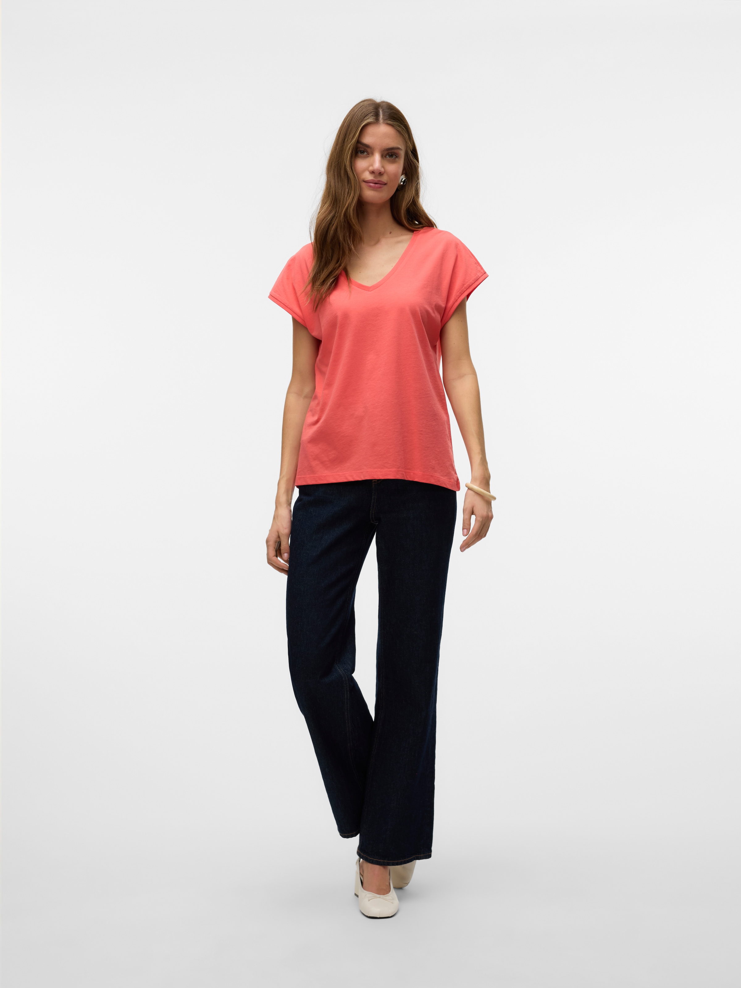 Vero Moda Kurzarmshirt »VMLUNA SS V-NECK TEE JRS NOOS«