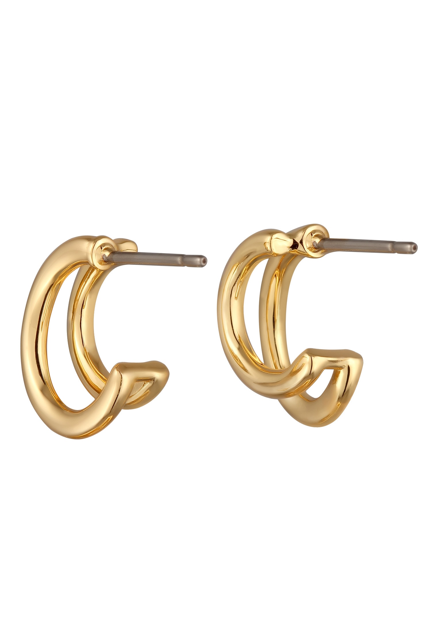 Elli Paar Ohrstecker »Ohrringe Halbcreolen Zweireihig Ohrstecker Goldfarben«