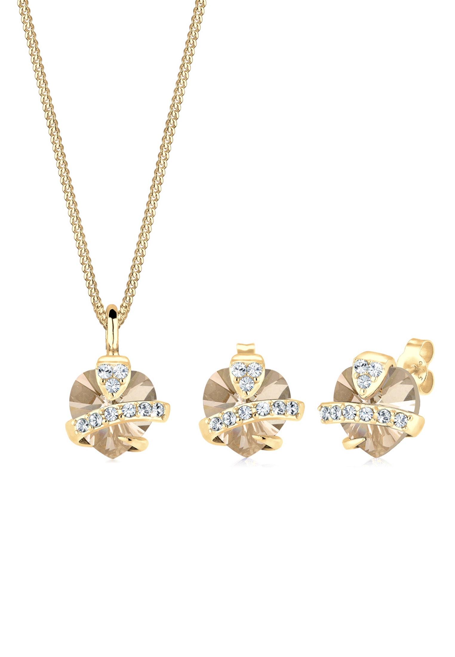 Elli Ohrring und Ketten Set »Schmuckset Herz Glamourös 925 Silber, mit Kristallen von Swarovski®« ()