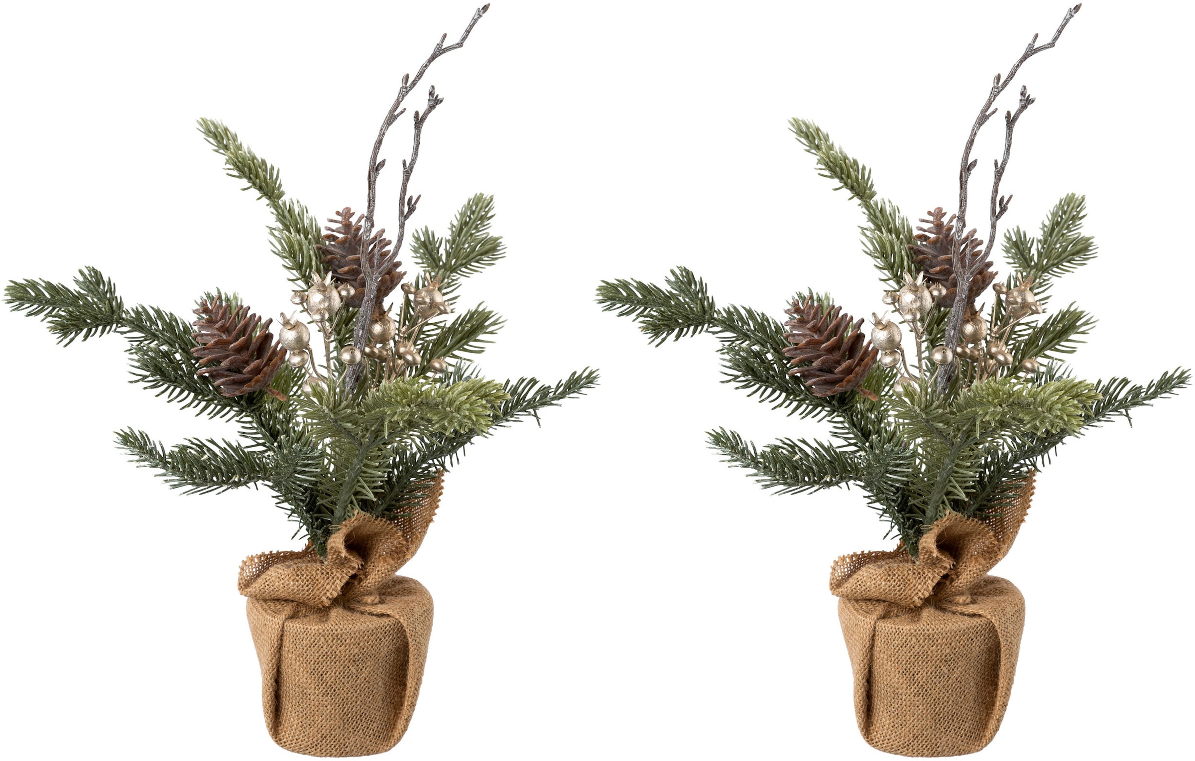 Creativ green Künstlicher Christbaum, im günstig Tannenbaum«, kaufen »Weihnachtsdeko, Jutesäckchen künstlicher online Weihnachtsbaum