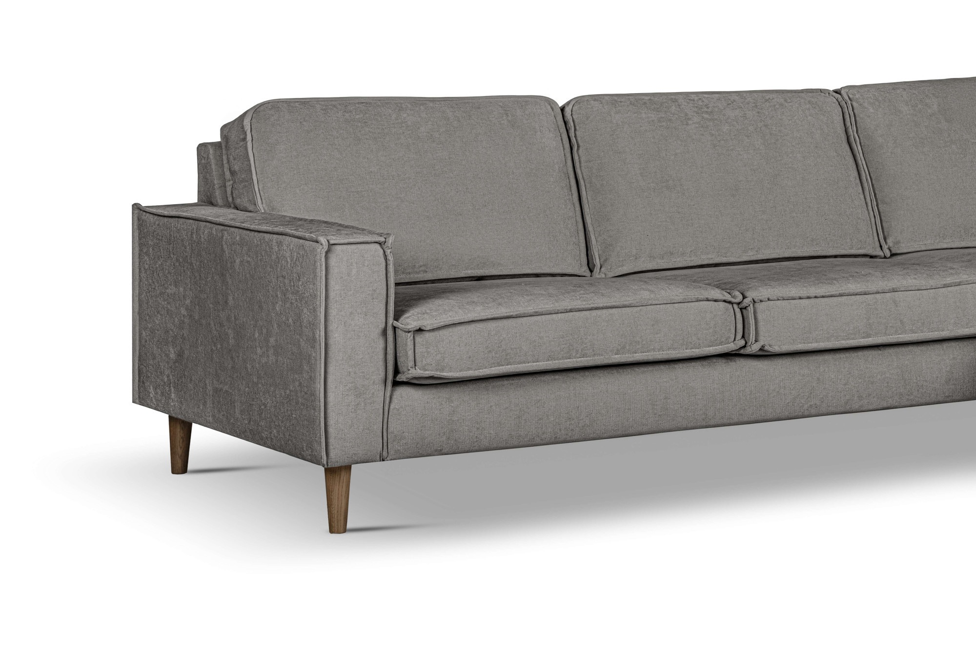 Home affaire Ecksofa »Pinto Skandi, 290 cm, Chenille, Struktur, Ottomane links / rechts« mit Keder, Massivholzfüße Eiche geräuchert, Wellenunterfederung