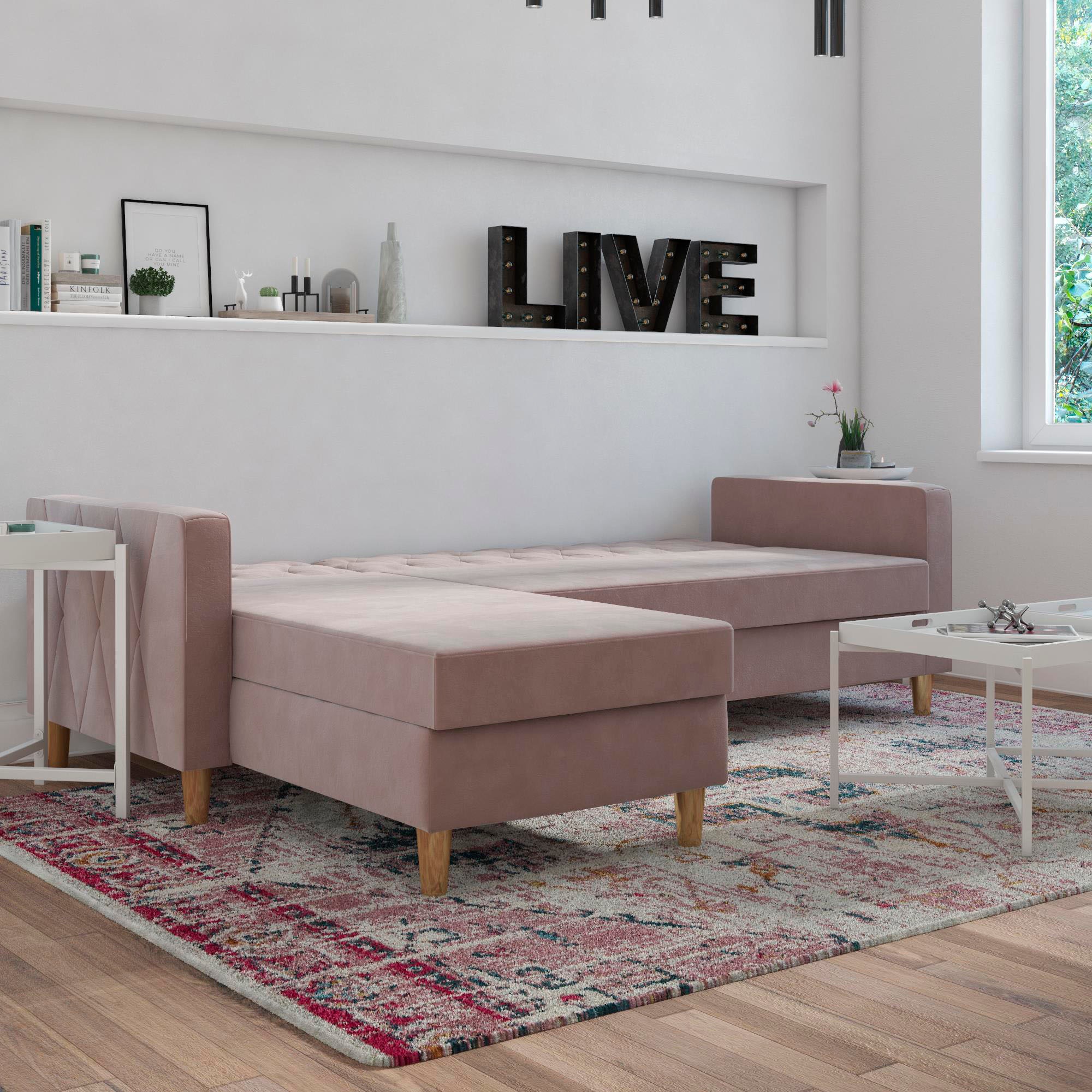 CosmoLiving by Cosmopolitan Ecksofa »Liberty, L-Form,« mit Schlafffunktion, Recamiere beidseitig montierbar, Sitzhöhe 43 cm