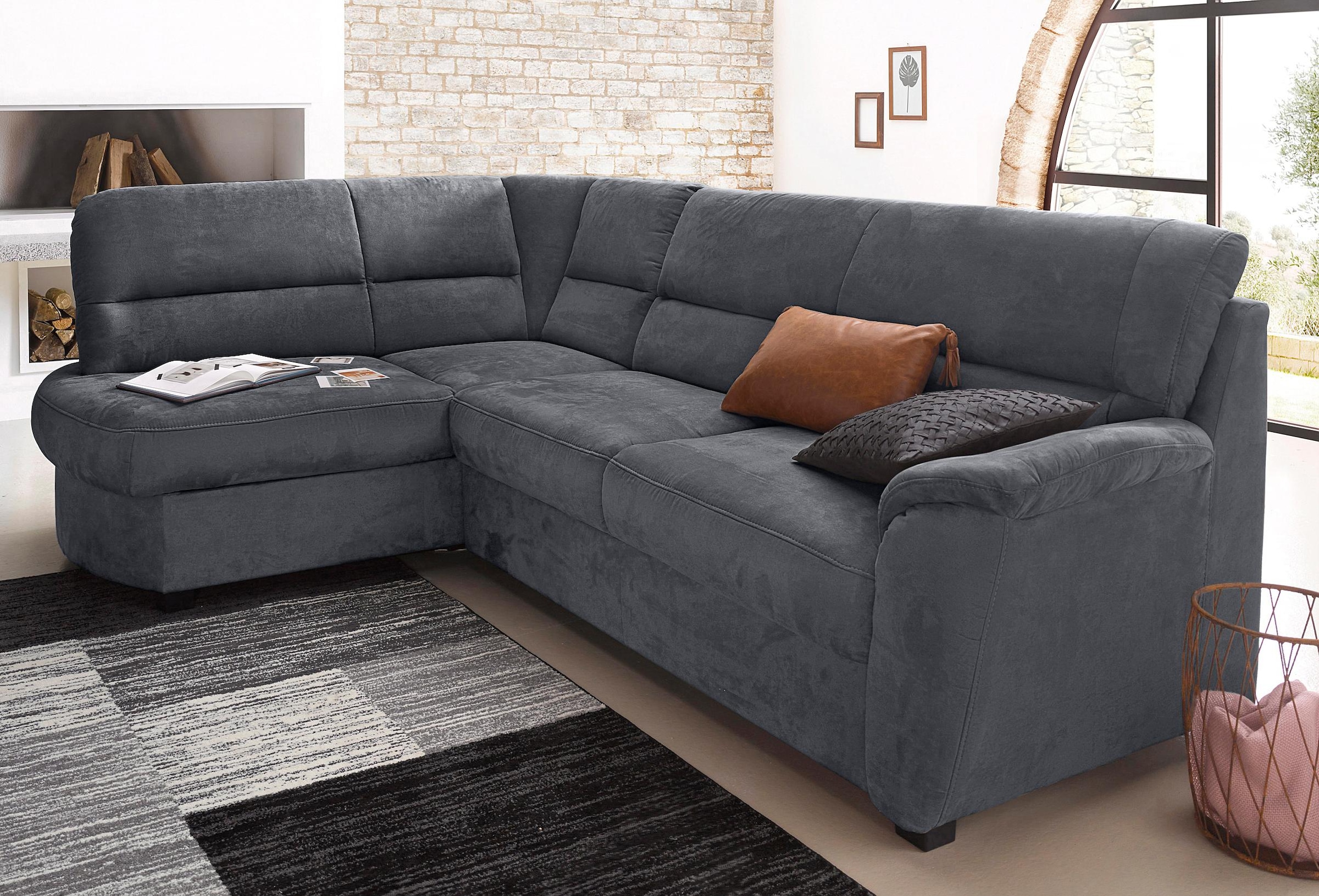 sit&more Ecksofa »Pandora L-Form«, wahlweise mit Bettfunktion und Bettkasten