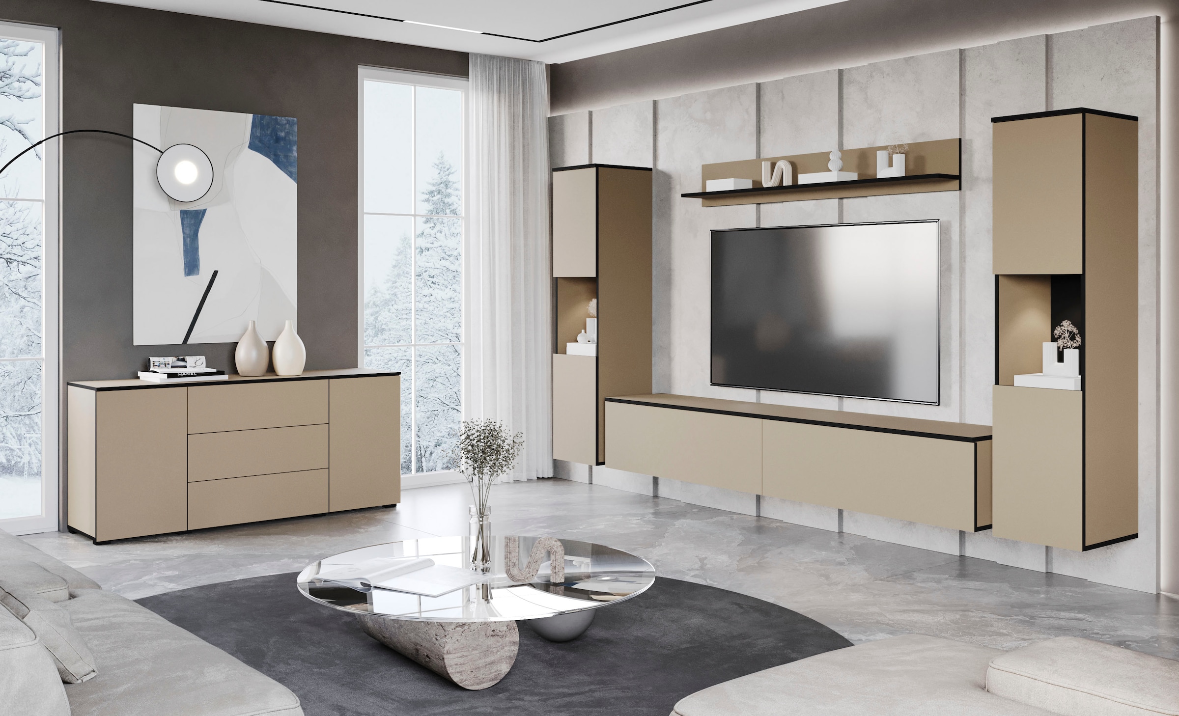 INOSIGN Sideboard »PARIS«, (1 St.), Moderne 150cm breite grifflose Kommode, vielseitig einsetzbar
