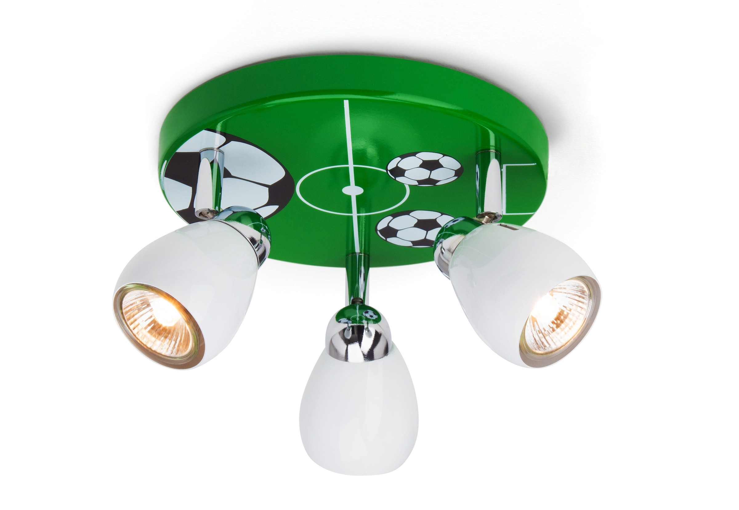 LED Deckenstrahler »SOCCER«, 3 flammig-flammig, Spotrondell weiß/grün-schwarz-weiß, 3...