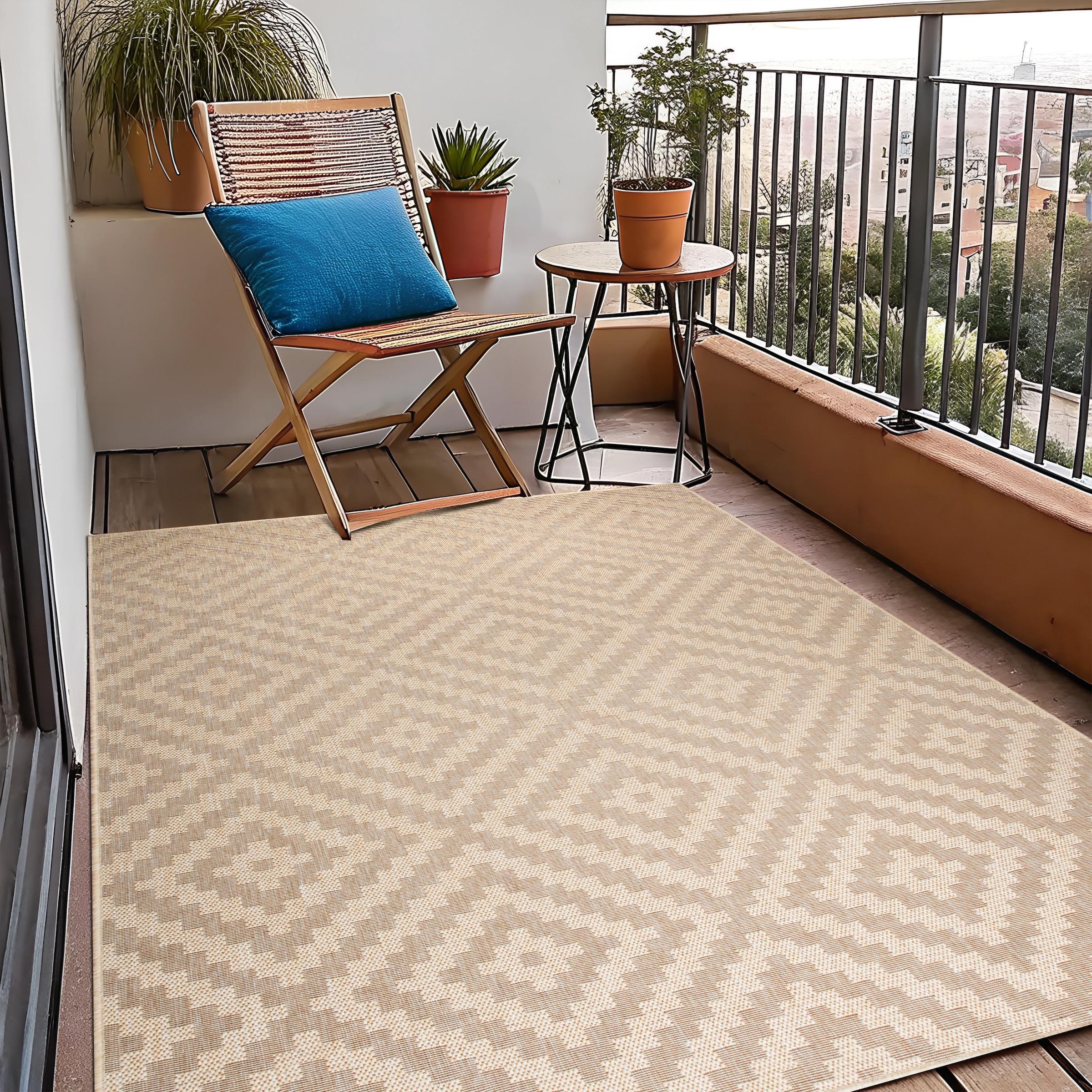 OTTO home Teppich »Cordoba auch als Läufer erhältlich« rechteckig 3 mm Höhe In- und Outdoor geeignet, Sisal-Optik, Wetterfest & UV-beständig, Boho