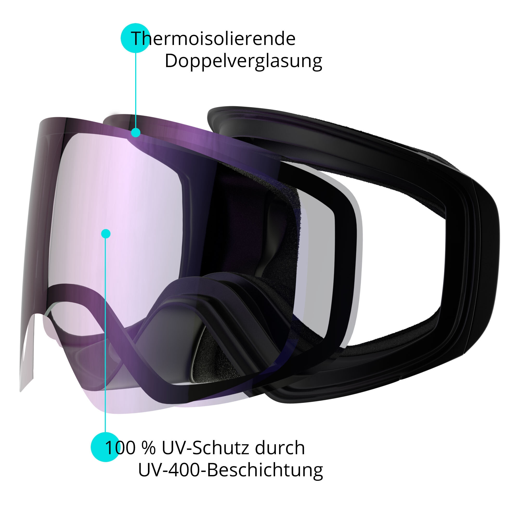 YEAZ Snowboardbrille »Ski- Snowboardbrille schwarz RISE«