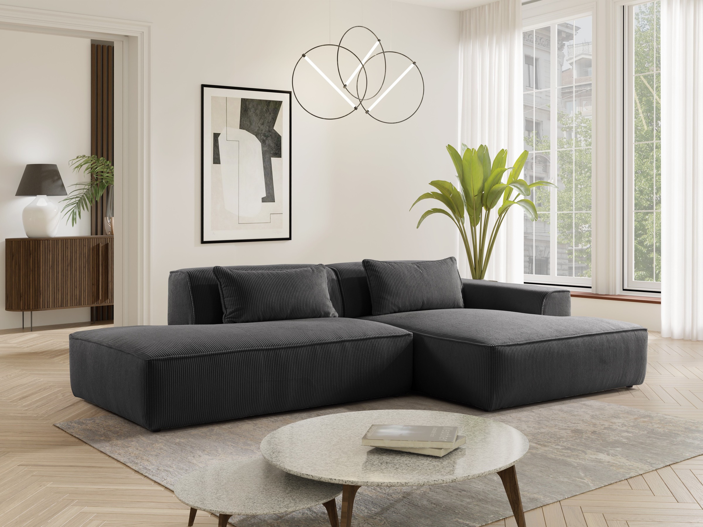 exxpo - sofa fashion Ecksofa »Billund modernes Designsofa, bequem und elegant, Breite 294cm, L-Form« modern, L-form, Wellenfedern, inklusive 2x Nierenkissen