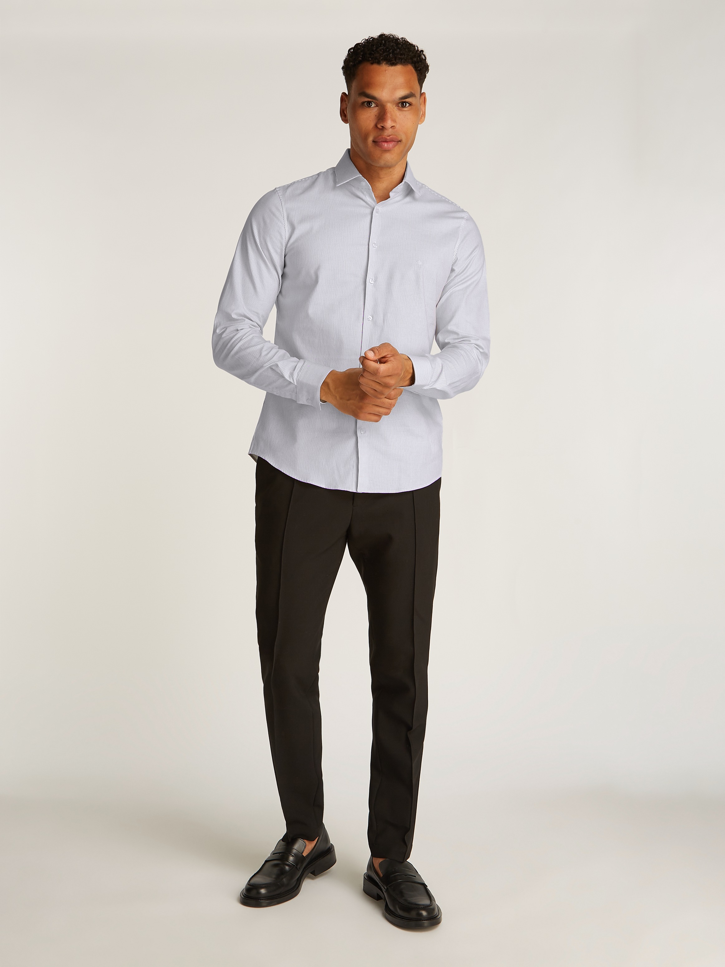 Calvin Klein Businesshemd »BUSINESS STRIPE SLIM SHIRT«, mit Logoprint