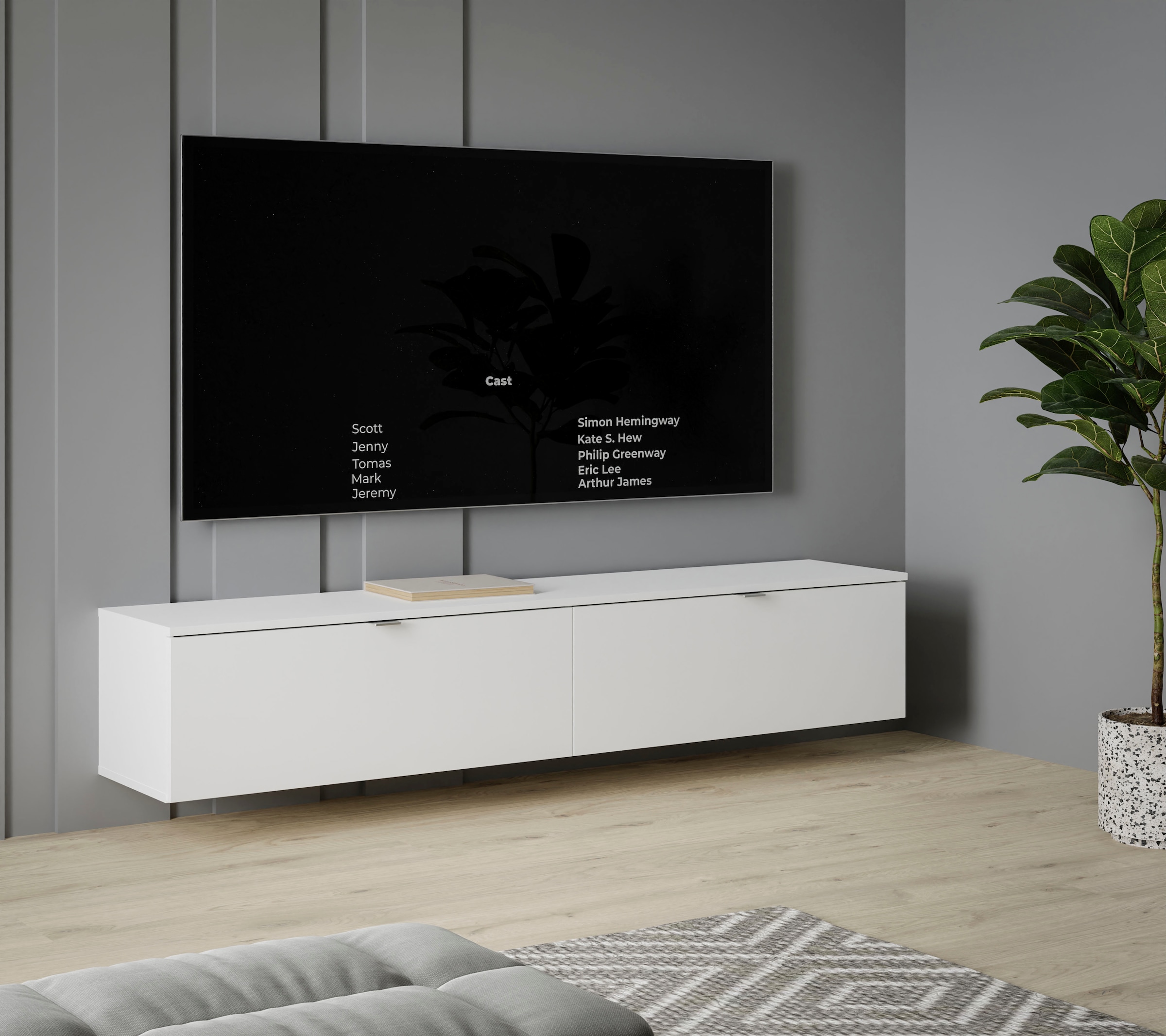 FORTE Lowboard »LibertadTV-Board, TV-Schrank«, großes TV Board, erweiterbar, Wandmontage, Metallgriff