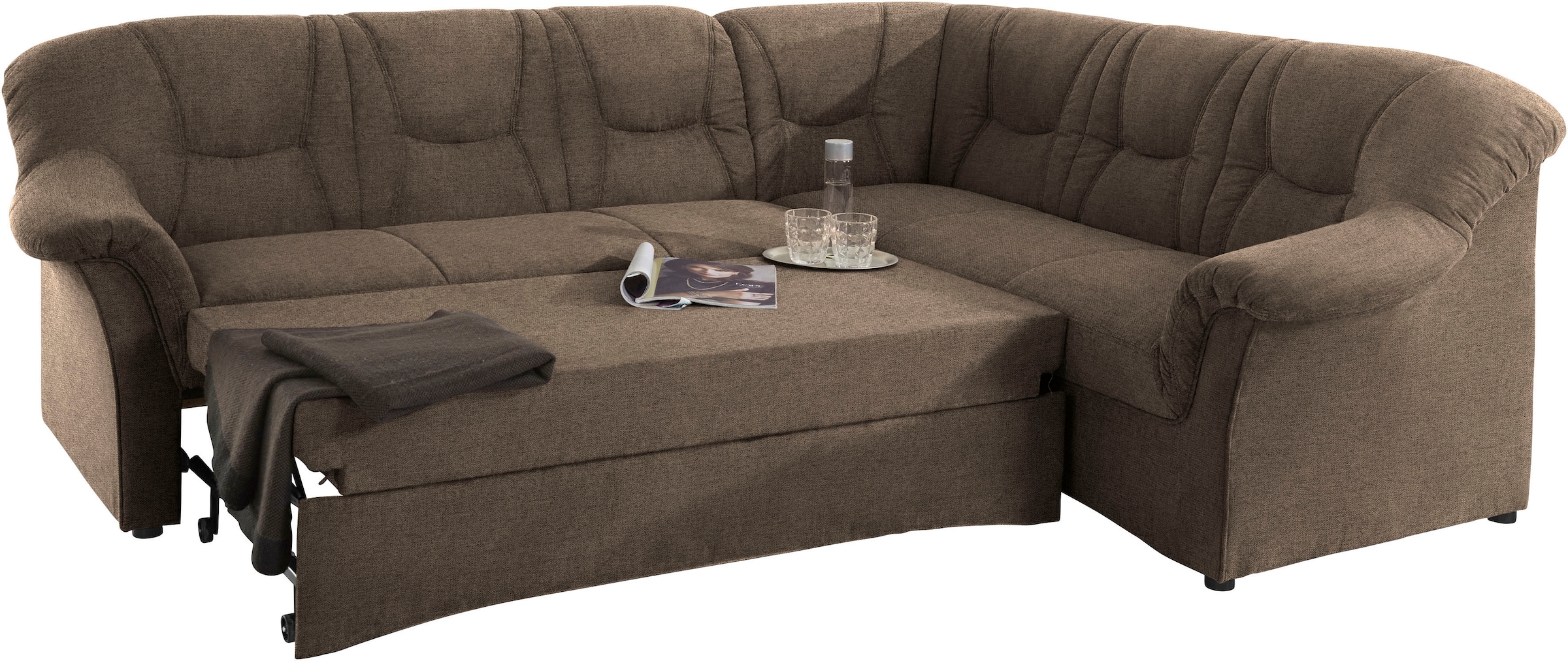 DOMO collection Ecksofa »Sarafina zeitlos und komfortabel, optional mit Federkern, L-Form«, wahlweise mit Bettfunktion