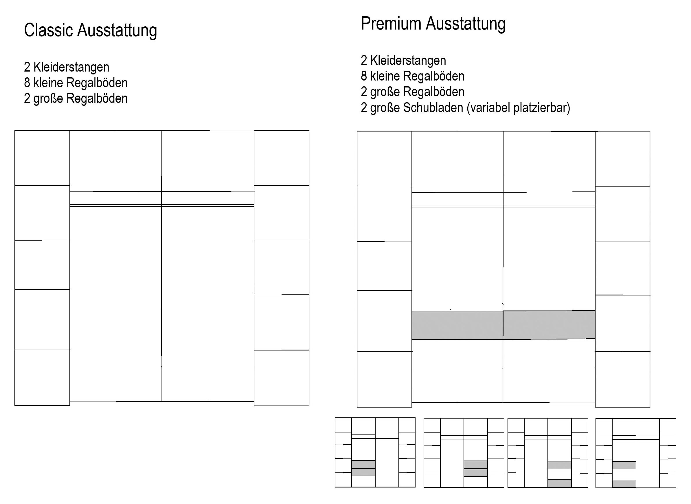 FORTE Dreh-/Schwebetürenschrank »Narago, OTTOs Choice, TOPSELLER, mittlere Paneele farblich wechselbar« B/H/T ca. 270x210X61cm, Farbe Weiß auch mit Spiegeln erhältlich,  gestalte die Schwebetüren einfarbig oder 2 farbig, Made in Europe