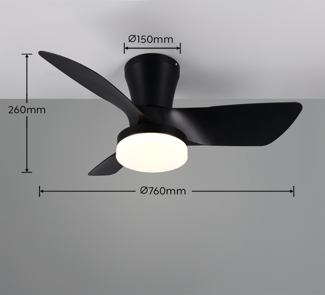 REALITY Leuchten LED Deckenleuchte »RANDERS mit Ventilator, Deckenventilator mit Licht inkl Fernbedienung« LED-Board 1 Stk. warmweiß - kaltweiß 6 Geschwindigkeiten Timer Vor- & Rücklauf LED dimmbar CCT Nachtlicht