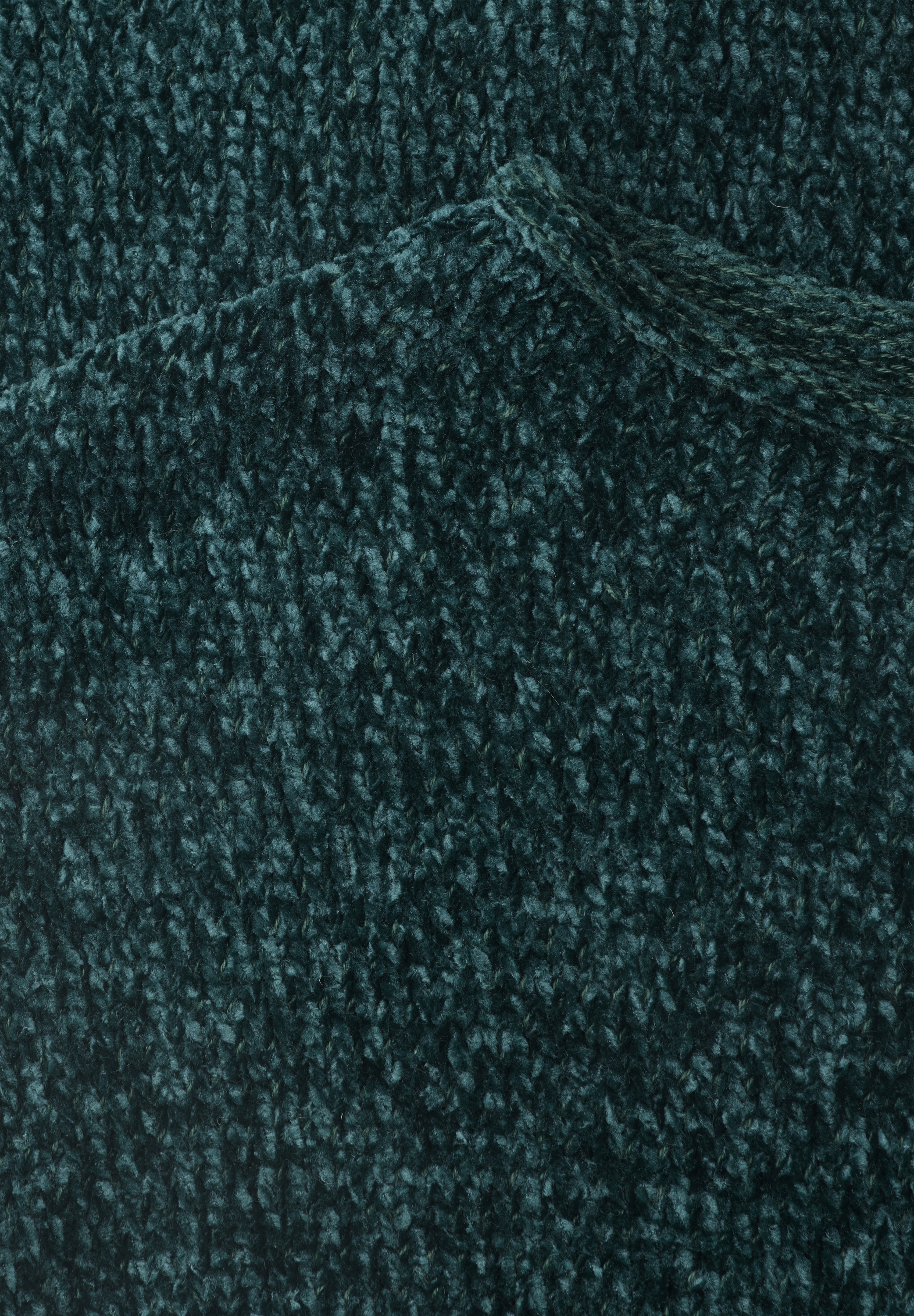 STREET ONE Strickpullover Chenille-Pullover mit U-Boot-Ausschnitt / Meliert