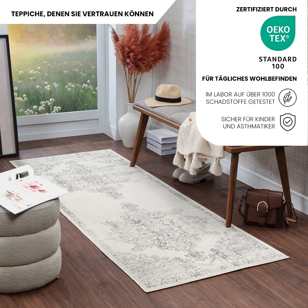 Livabliss Teppich »KOTA«, rechteckig, 9 mm Höhe, Vintage Orientteppich, Kurzflor Boho Wohnzimmerteppich, Läufer