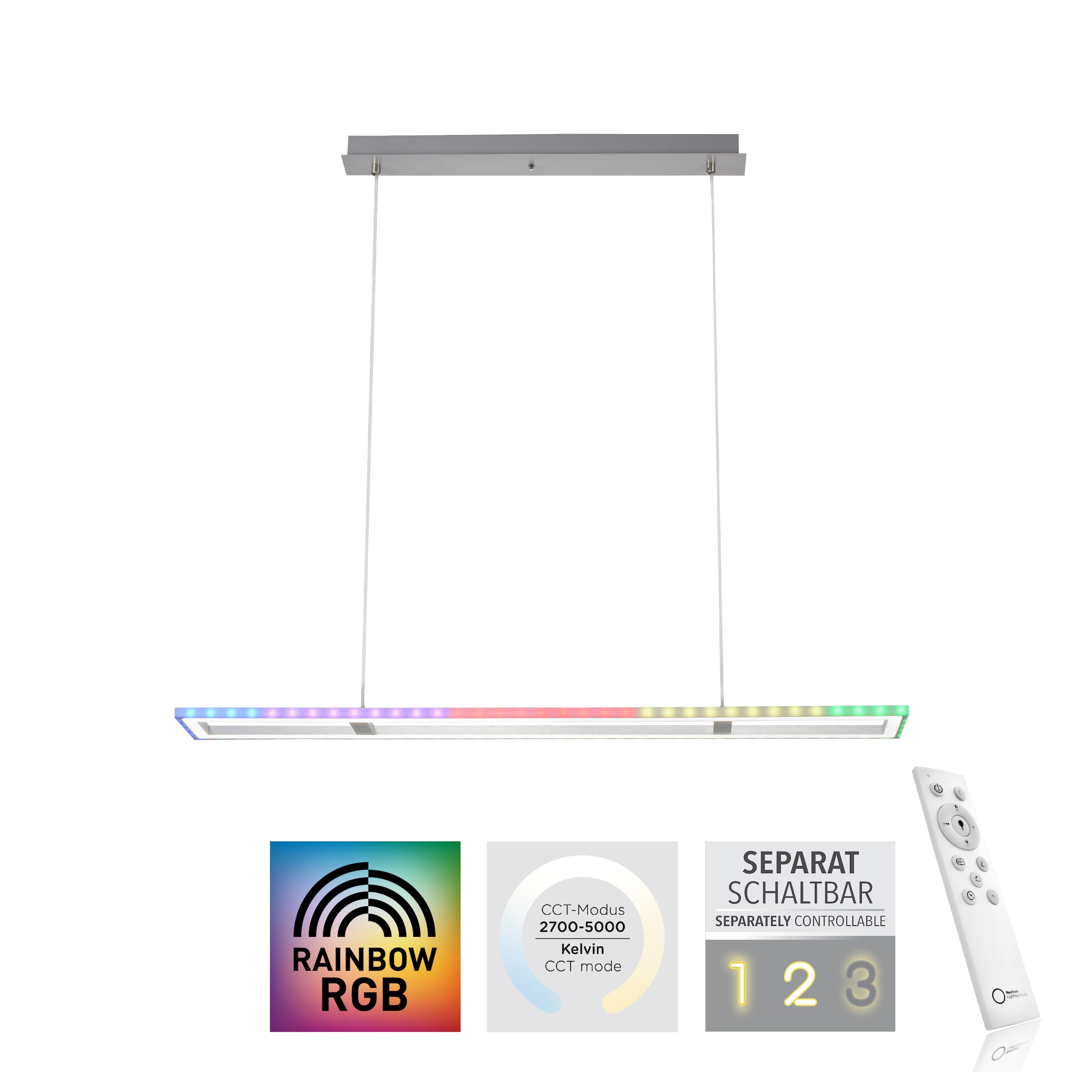 Leuchten Direkt Fernbedienung, online inkl., CCT mit dimmbar 2 Garantie | Jahren RGB-Rainbow, LED, XXL kaufen Pendelleuchte flammig-flammig, über Infrarot 3 - »FELIX60«