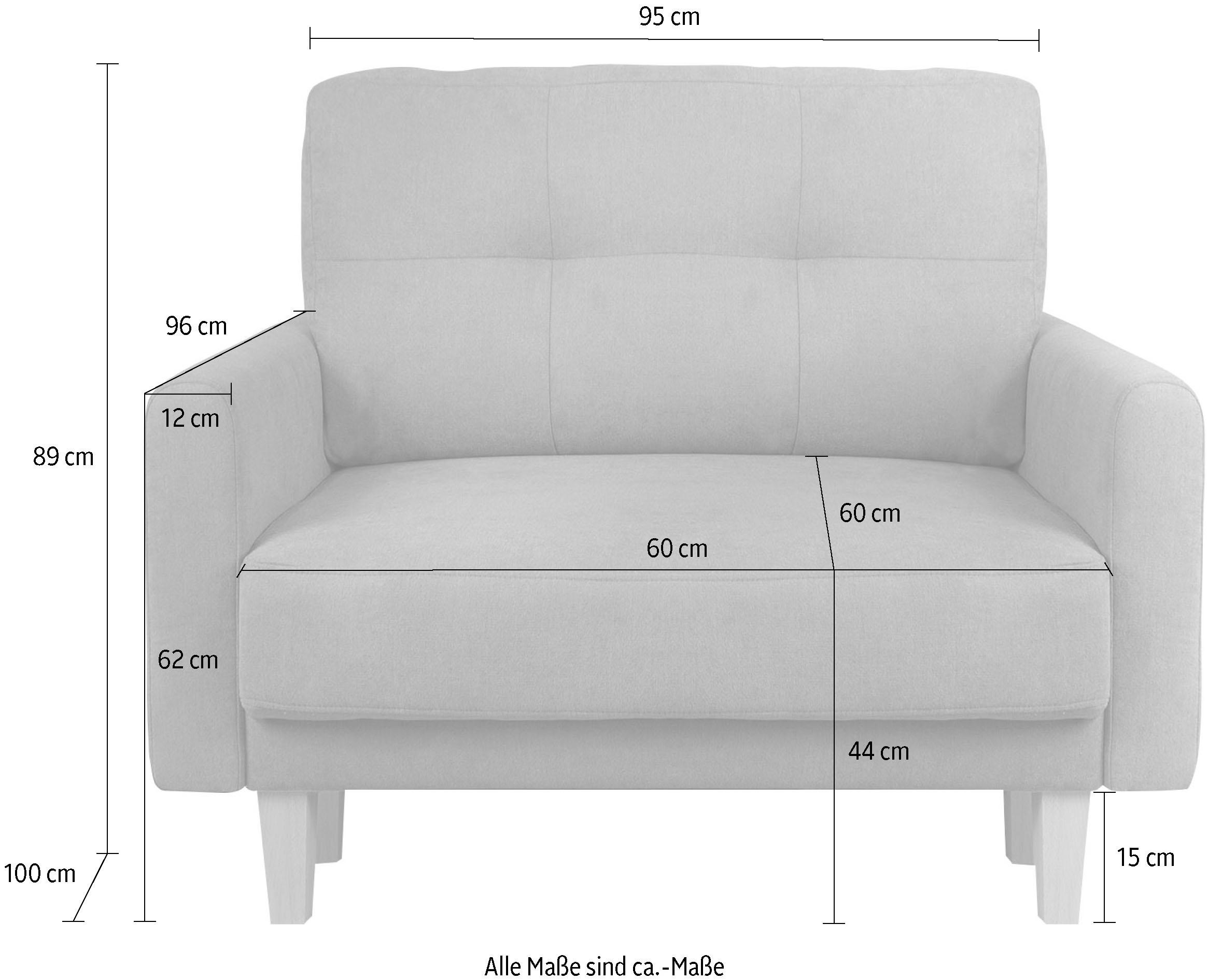 Home affaire Sessel »TRIPLO Relaxsessel mit Wellenunterfederung, Maße B/T/H: 95/100/89 cm«, Polstersessel mit Steppung im Rückenkissen, hohe Qualität