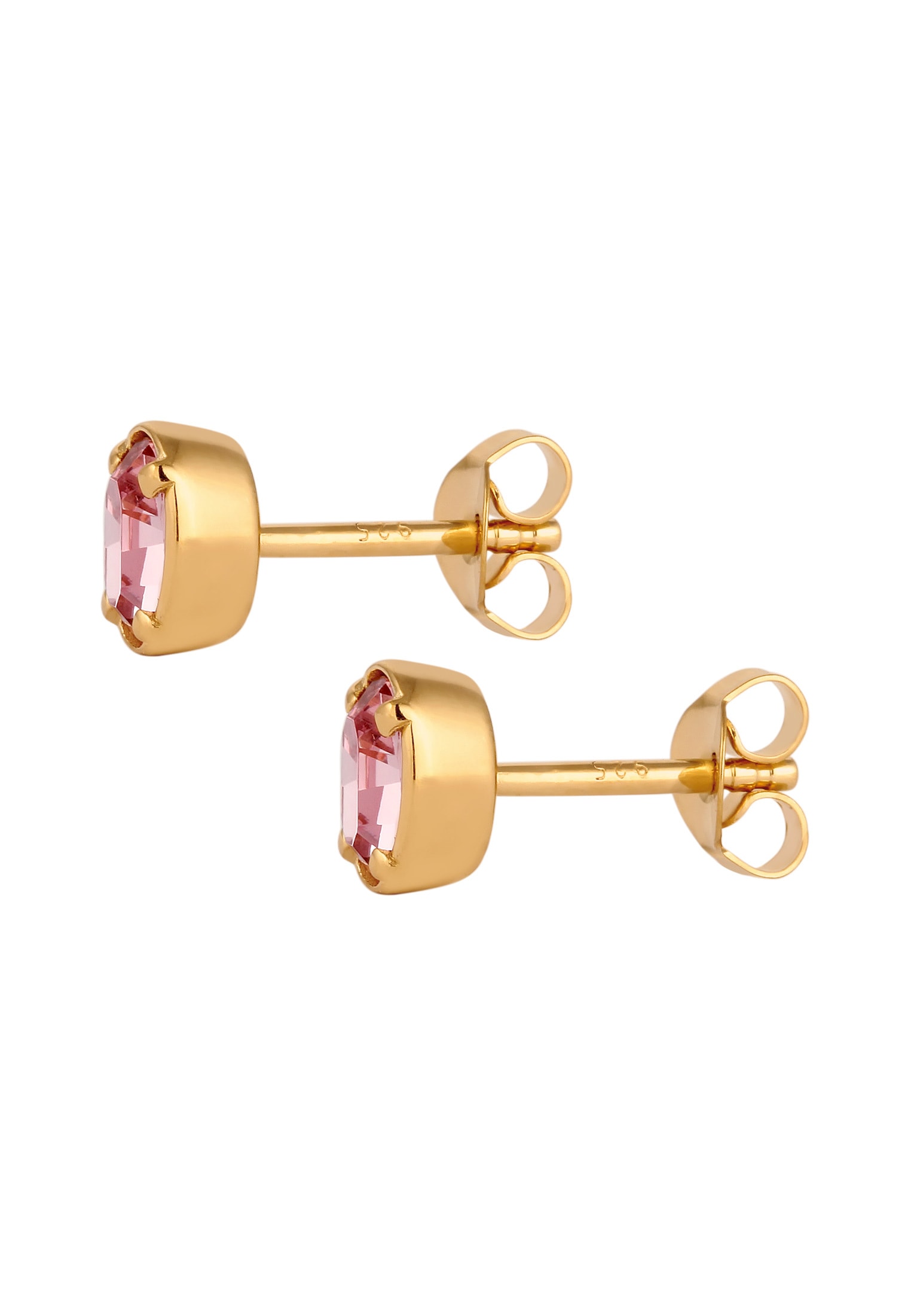 Elli Paar Ohrstecker »Ohrringe Ohrstecker Oval Glas Kristalle rosa 925 Sterling Silber«