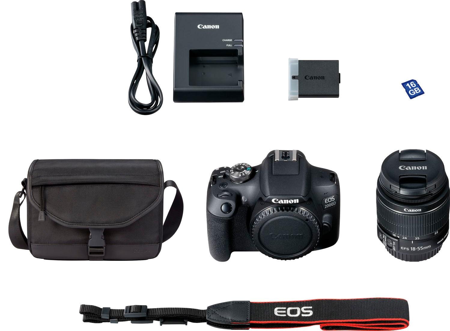 Canon Spiegelreflexkamera »EOS 2000D inkl. 24,1 NFC- 18-55 (Wi-Fi), II, Objektiv WLAN EF-S IS MP, EF-S Kit«, IS 18-55 bei II