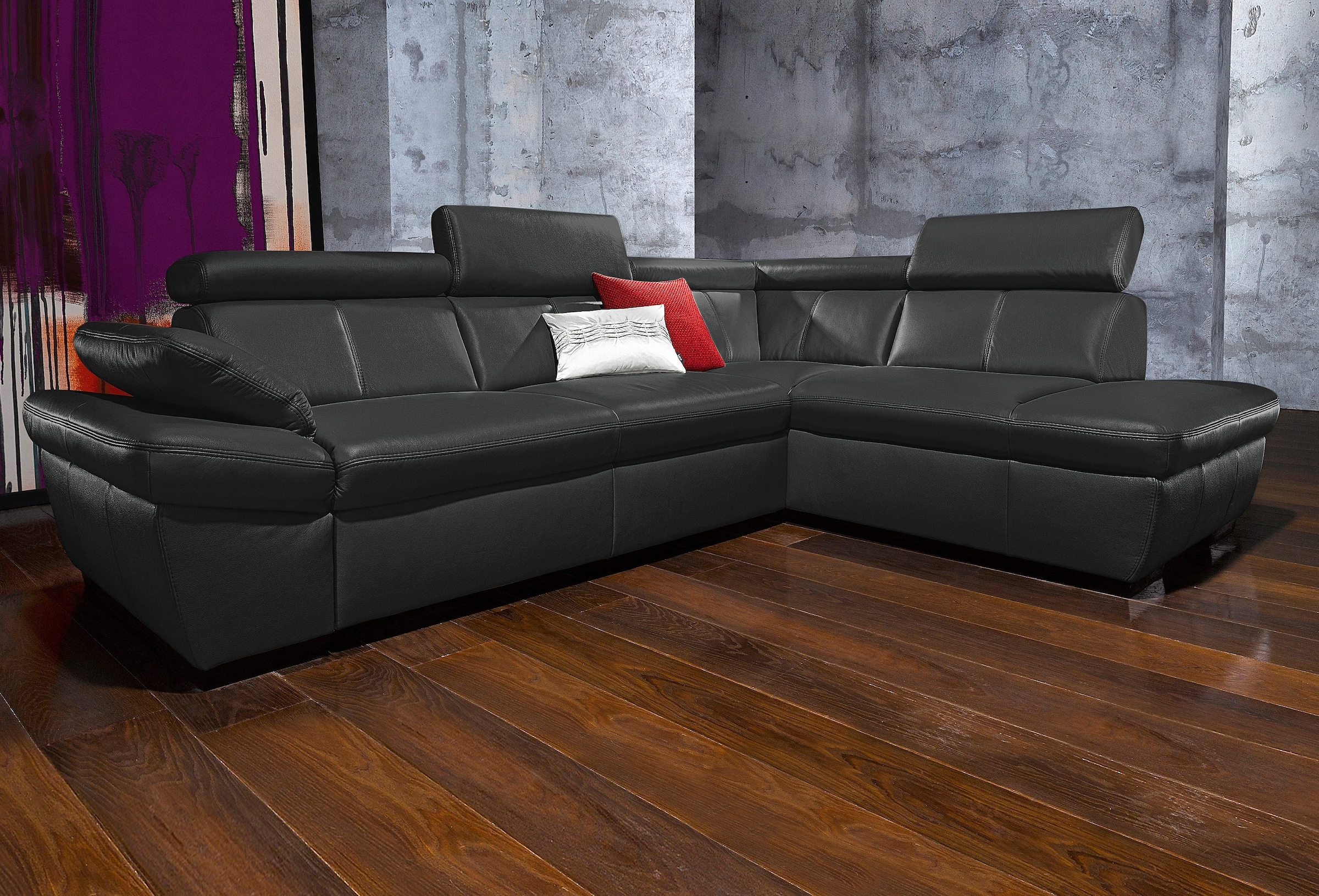 exxpo - sofa fashion Ecksofa »Salerno, Funktionssofa, hoher Sitzkomfort, Breite 268cm, L-Form« inkl. Kopf- und Armteilverstellung, wahlweise mit Bettfunktion