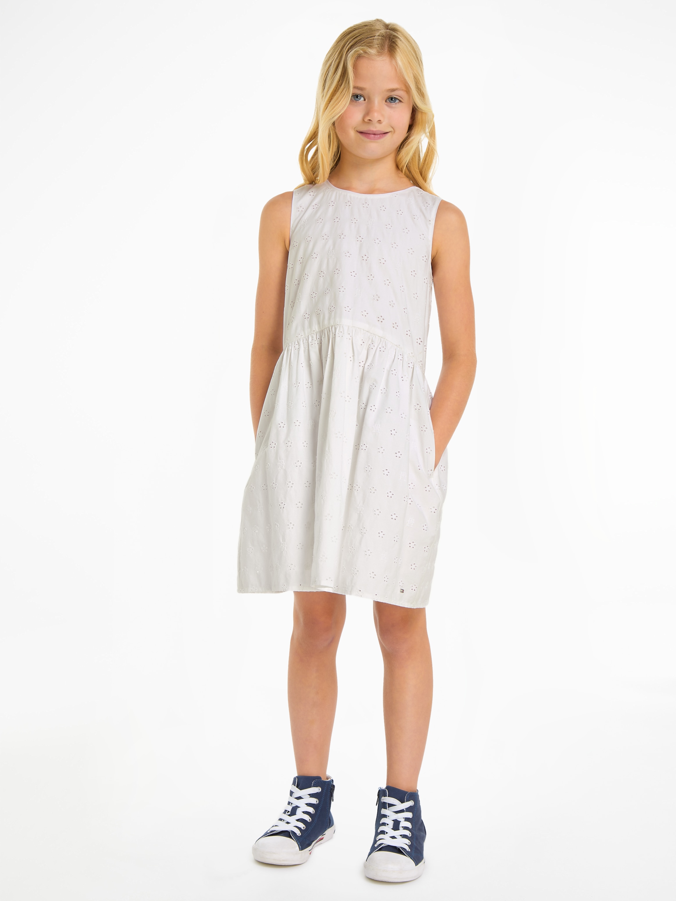 Tommy Hilfiger Minikleid »BRODERIE ANGLAISE MONOGRAM DRESS«, Kinder bis 16 Jahre