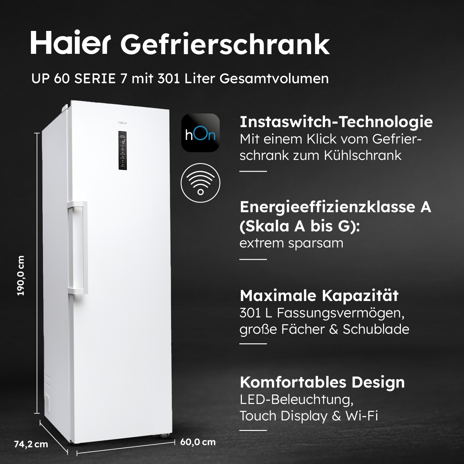 Haier Gefrierschrank »H4F306WAH1«, 190,0 cm hoch, 60,0 cm breit, TWIST ICE MAKER