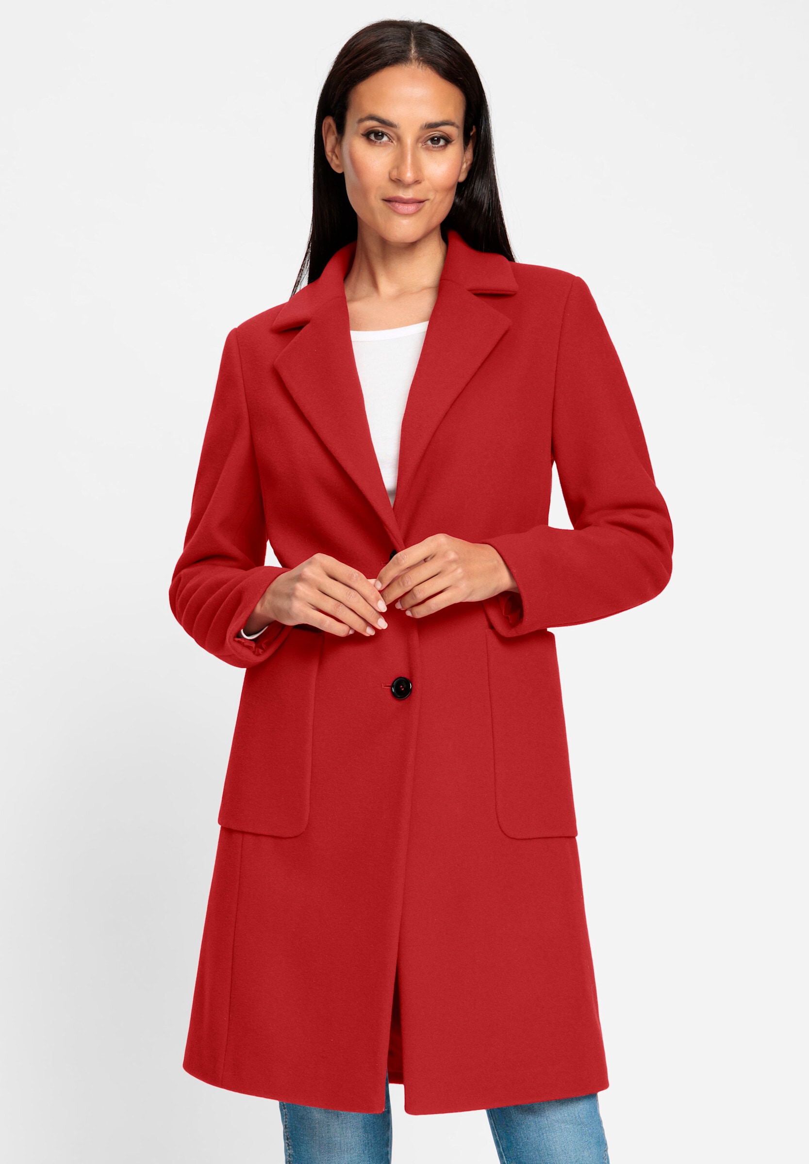heine Langjacke »Woll-Mantel Kurzmantel mit großen Taschen« ohne Kapuze