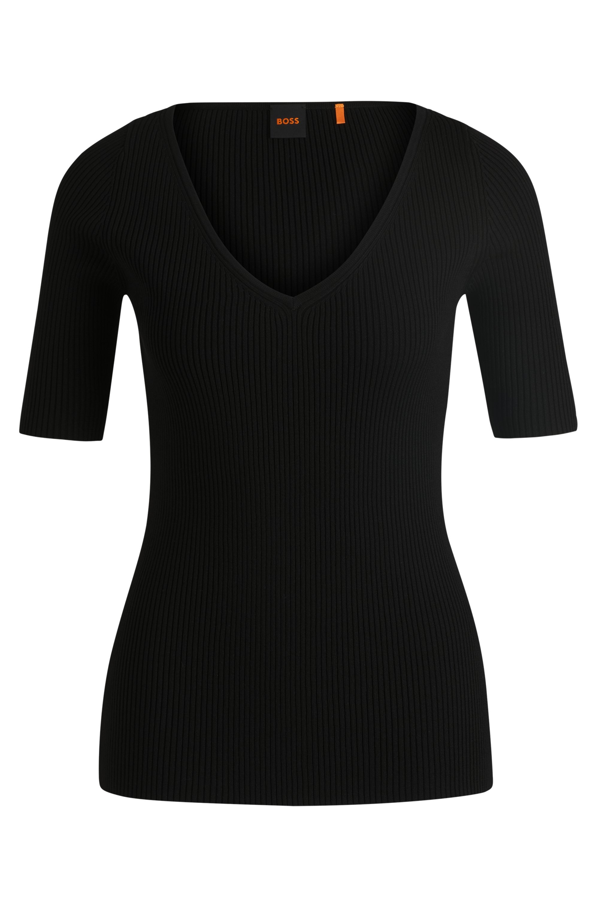 BOSS ORANGE Strickpullover »Faradisco Premium Damenmode«, mit BOSS Metallcharm