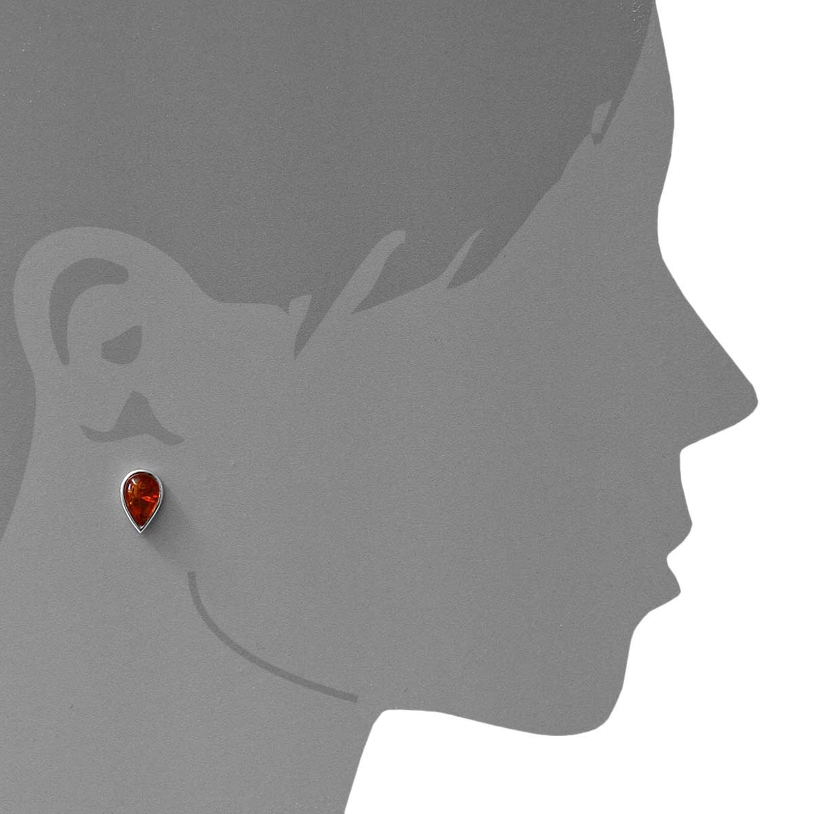 OSTSEE-SCHMUCK Paar Ohrstecker »- Classic 12x8 mm - Silber 925/000 - Bernstein«